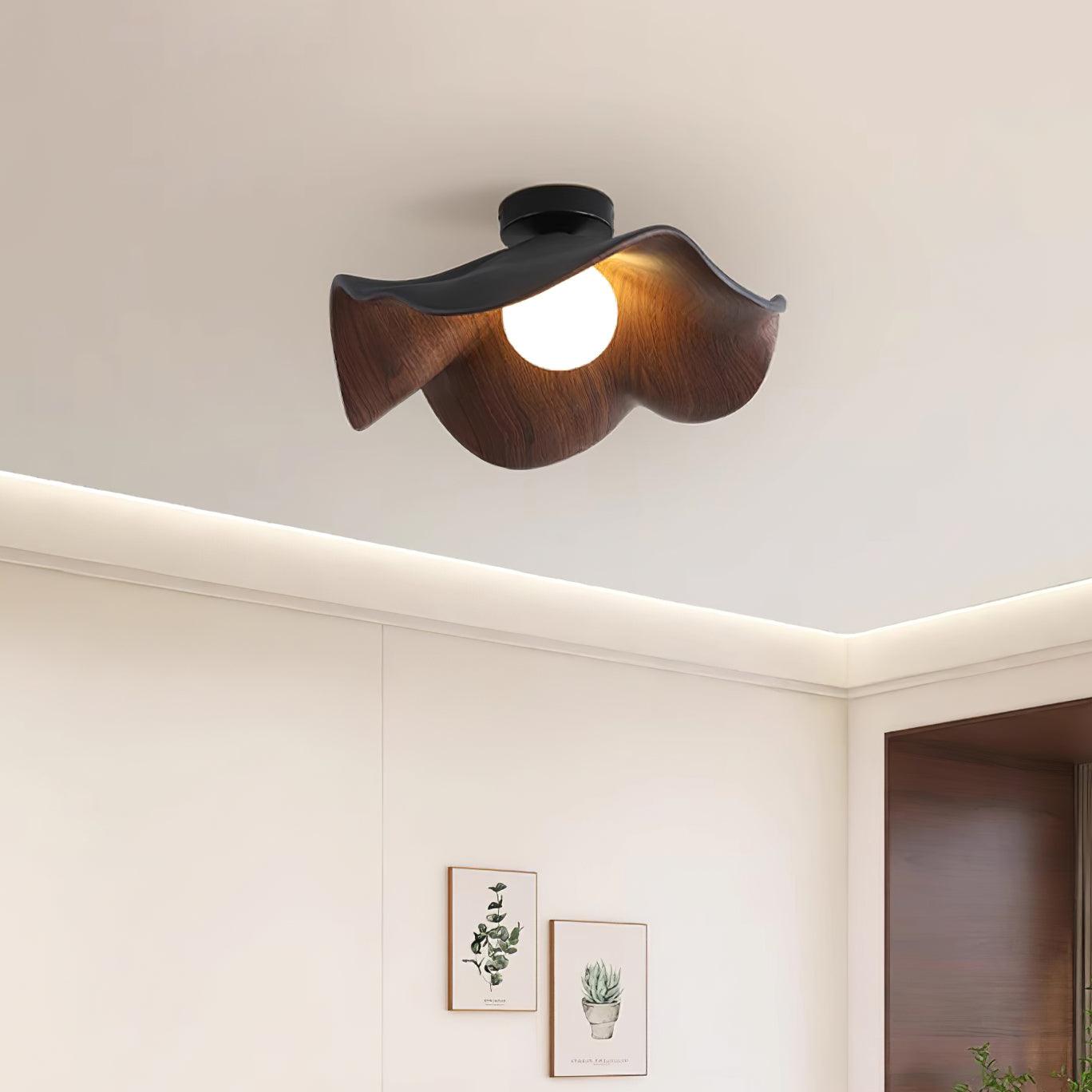 Lanoe Ceiling Light Wood Black&White - Lamp Copper
