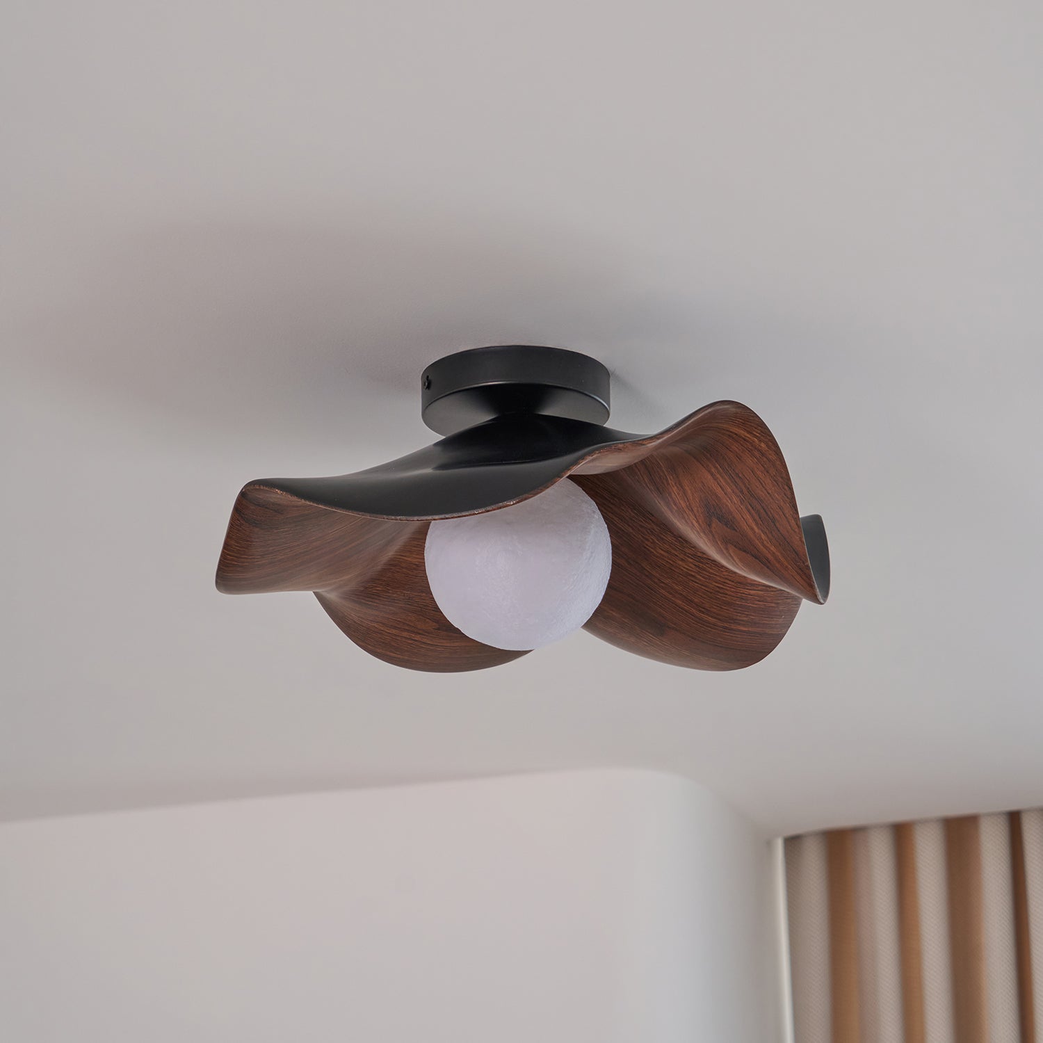 Lanoe Ceiling Light Wood Black&White - Lamp Copper