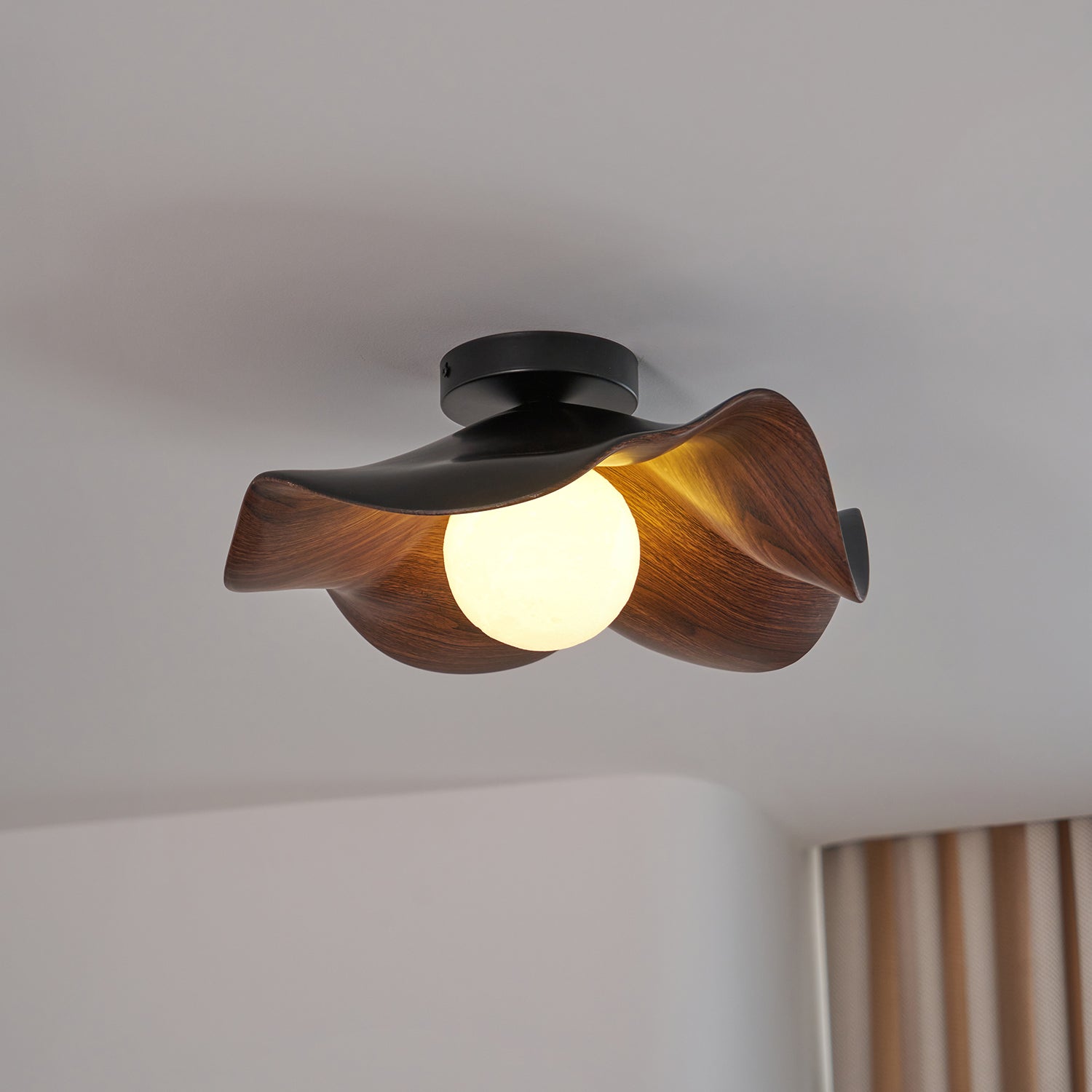 Lanoe Ceiling Light Wood Black&White - Lamp Copper