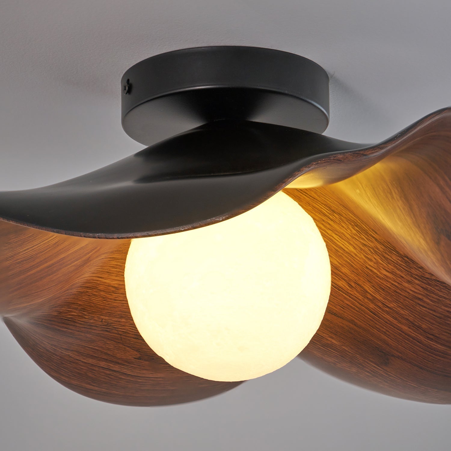 Lanoe Ceiling Light Wood Black&White - Lamp Copper