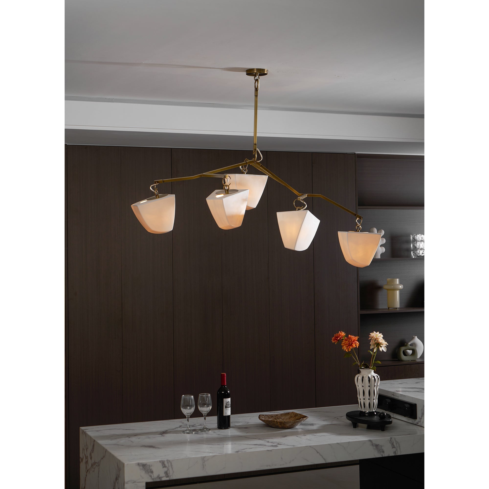 Iris Mobile Individual Creativity Brass Ceramics Chandelier - Lamp Copper