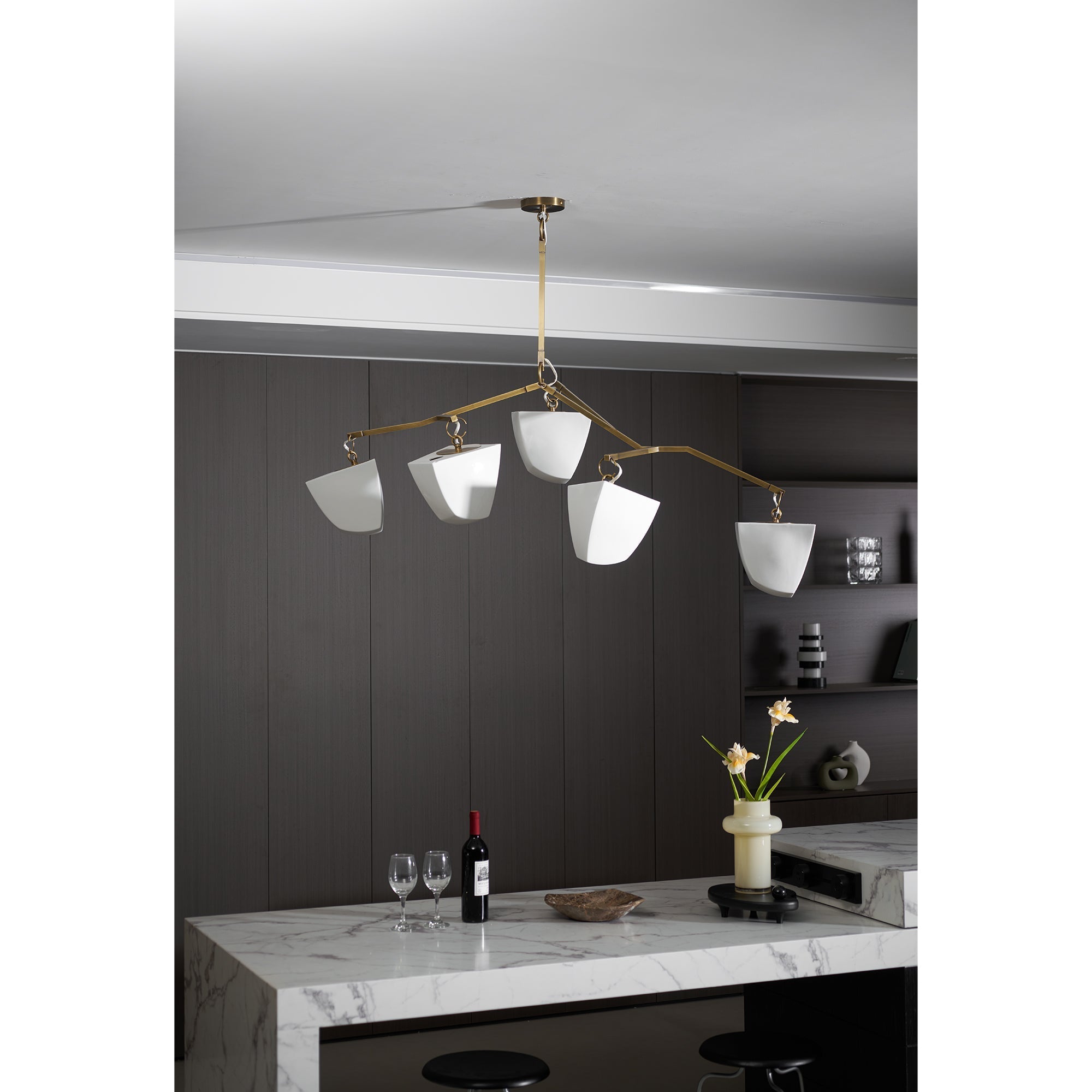 Iris Mobile Individual Creativity Brass Ceramics Chandelier - Lamp Copper