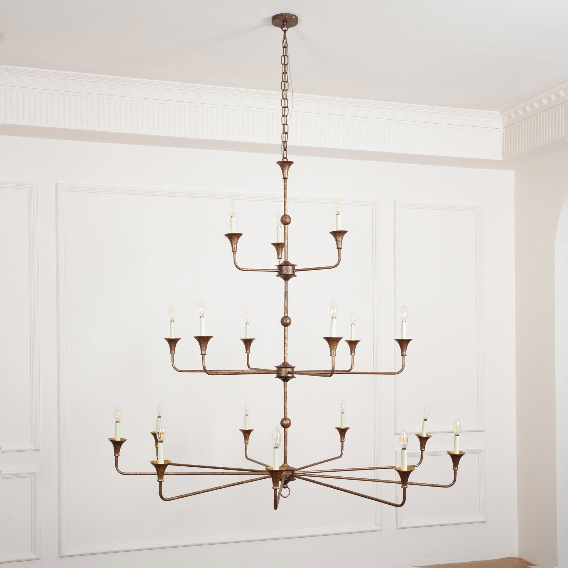 Wisp Grande Vintage Industrial Bronze Metal Chandelier - Lamp Copper