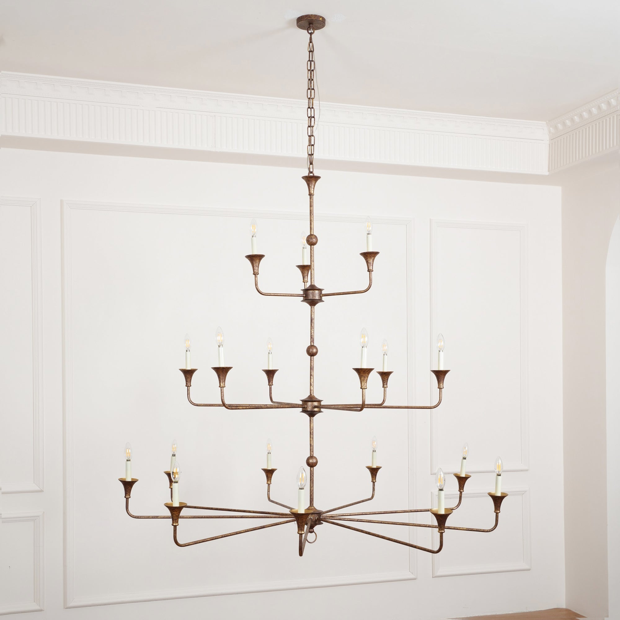 Wisp Grande Vintage Industrial Bronze Metal Chandelier - Lamp Copper