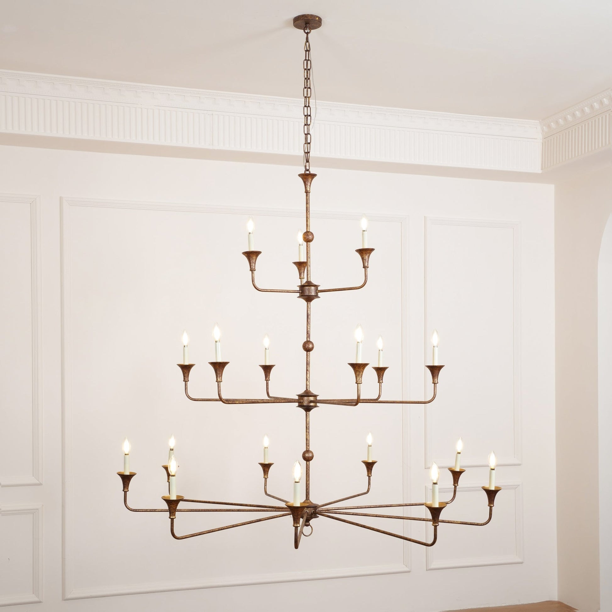 Wisp Grande Vintage Industrial Bronze Metal Chandelier - Lamp Copper