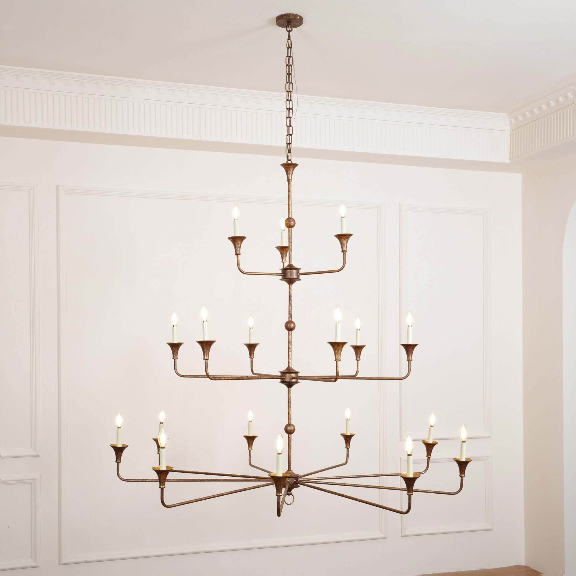 Wisp Grande Vintage Industrial Bronze Metal Chandelier - Lamp Copper