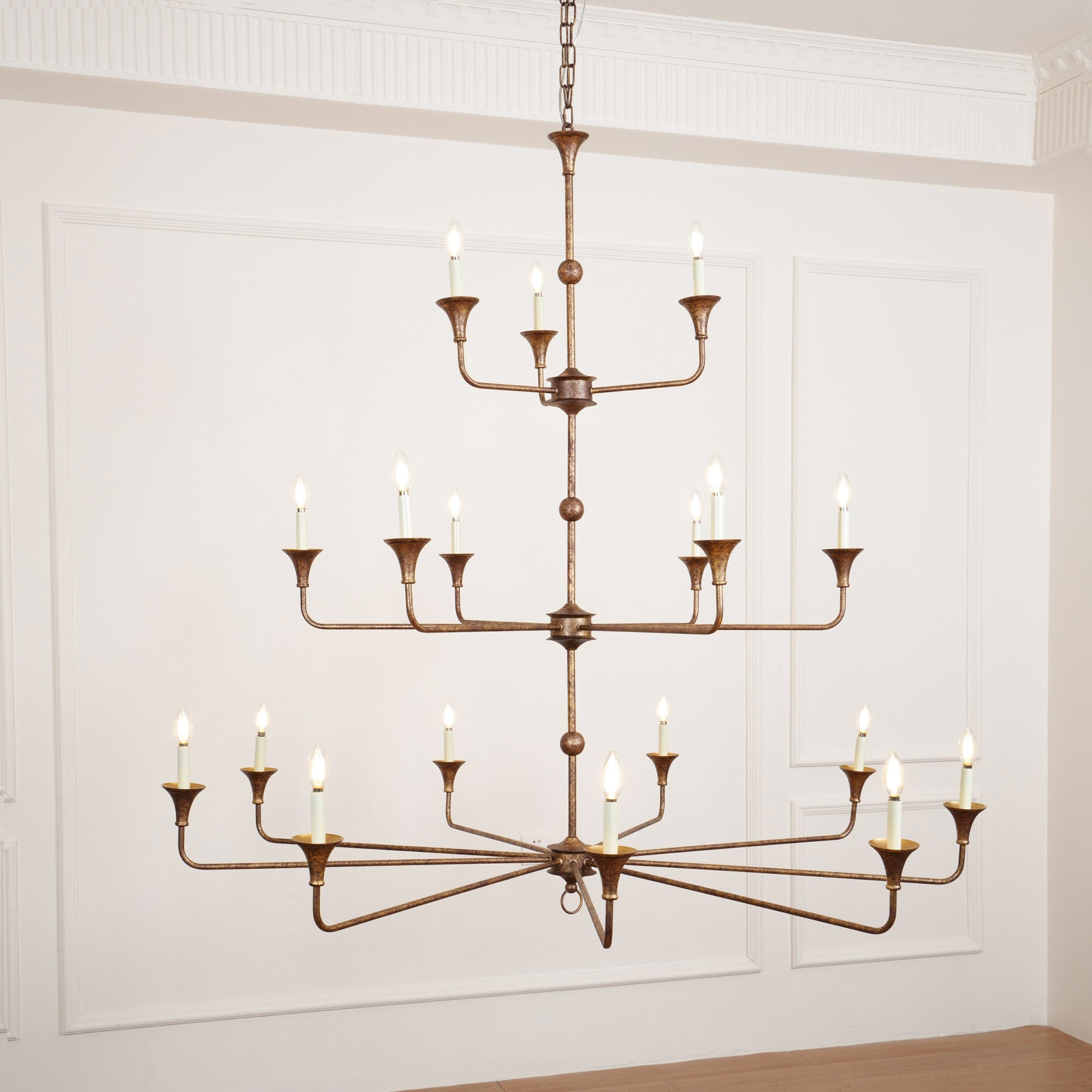 Wisp Grande Vintage Industrial Bronze Metal Chandelier - Lamp Copper