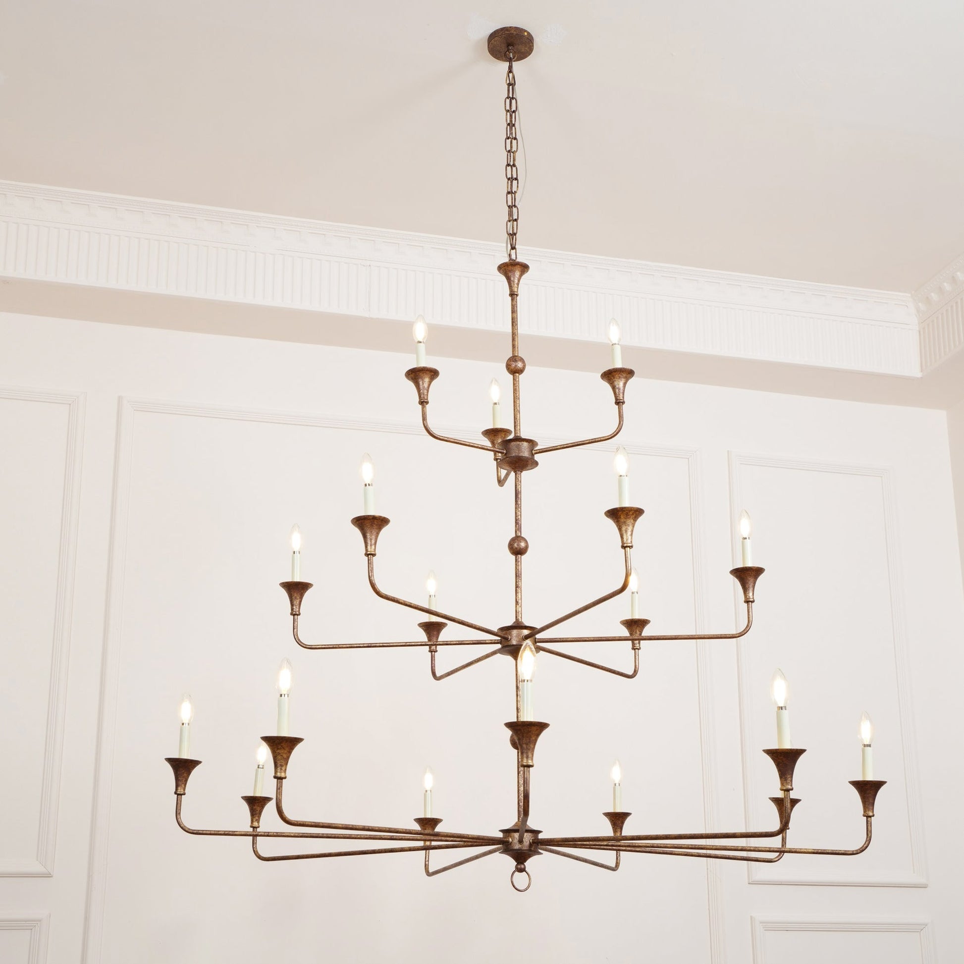 Wisp Grande Vintage Industrial Bronze Metal Chandelier - Lamp Copper
