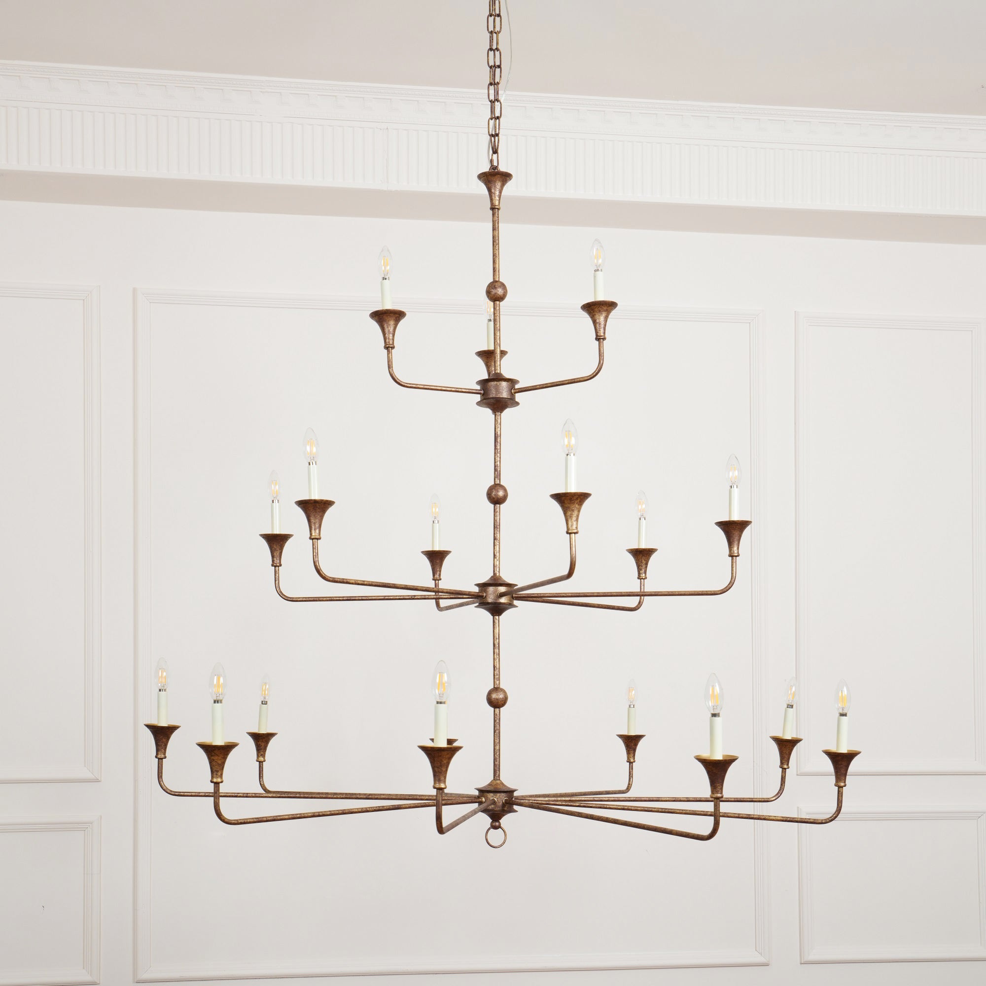 Wisp Grande Vintage Industrial Bronze Metal Chandelier - Lamp Copper