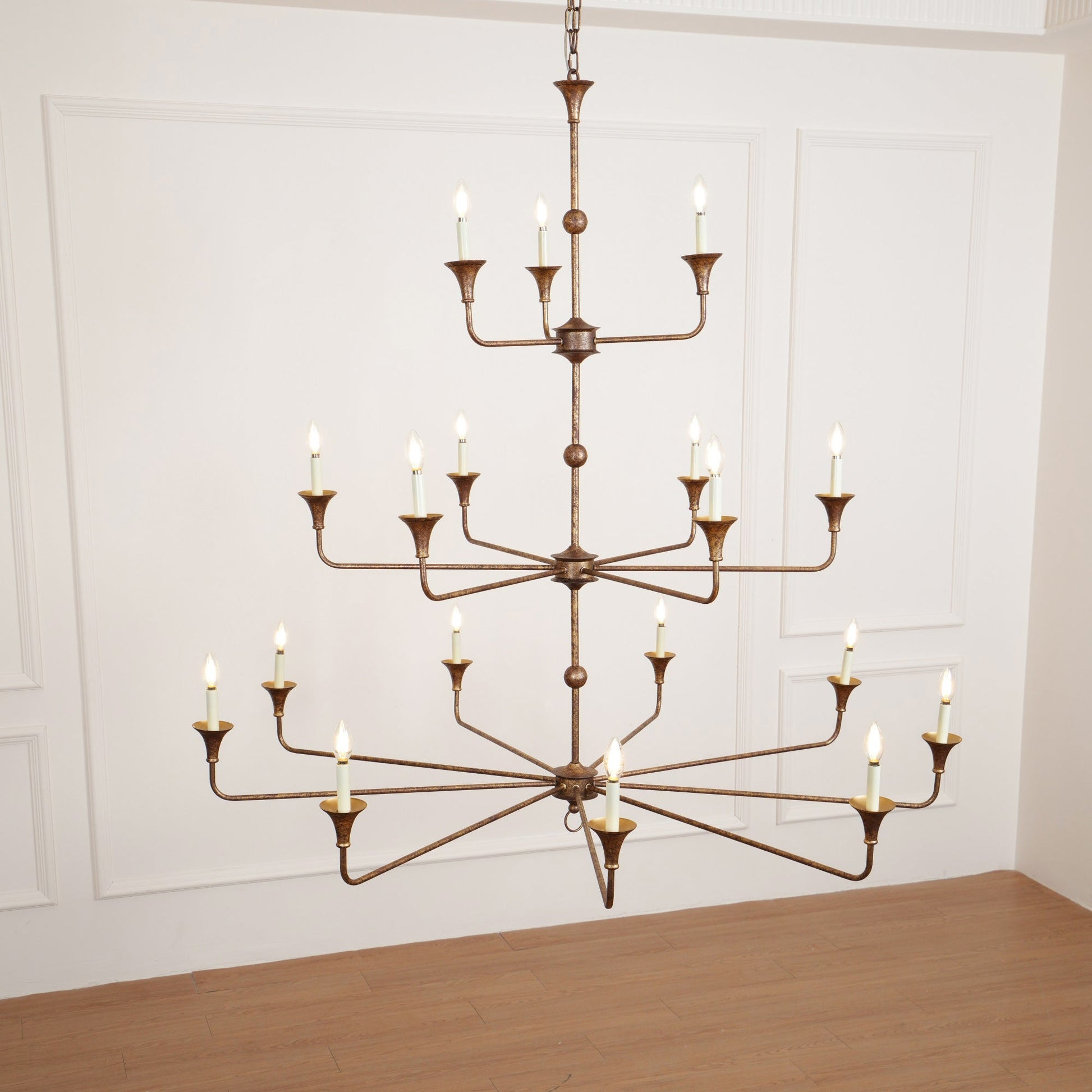 Wisp Grande Vintage Industrial Bronze Metal Chandelier - Lamp Copper