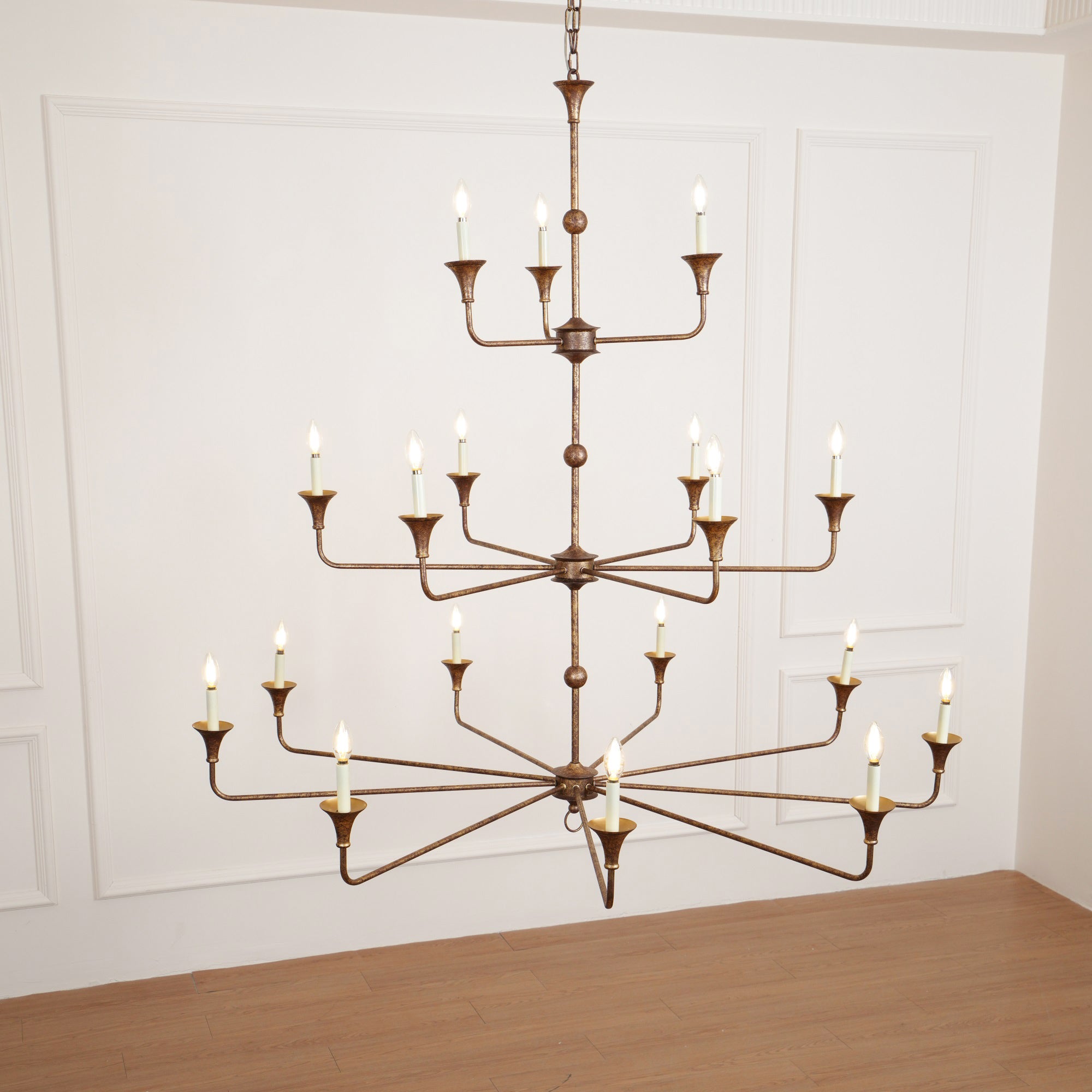 Wisp Grande Vintage Industrial Bronze Metal Chandelier - Lamp Copper