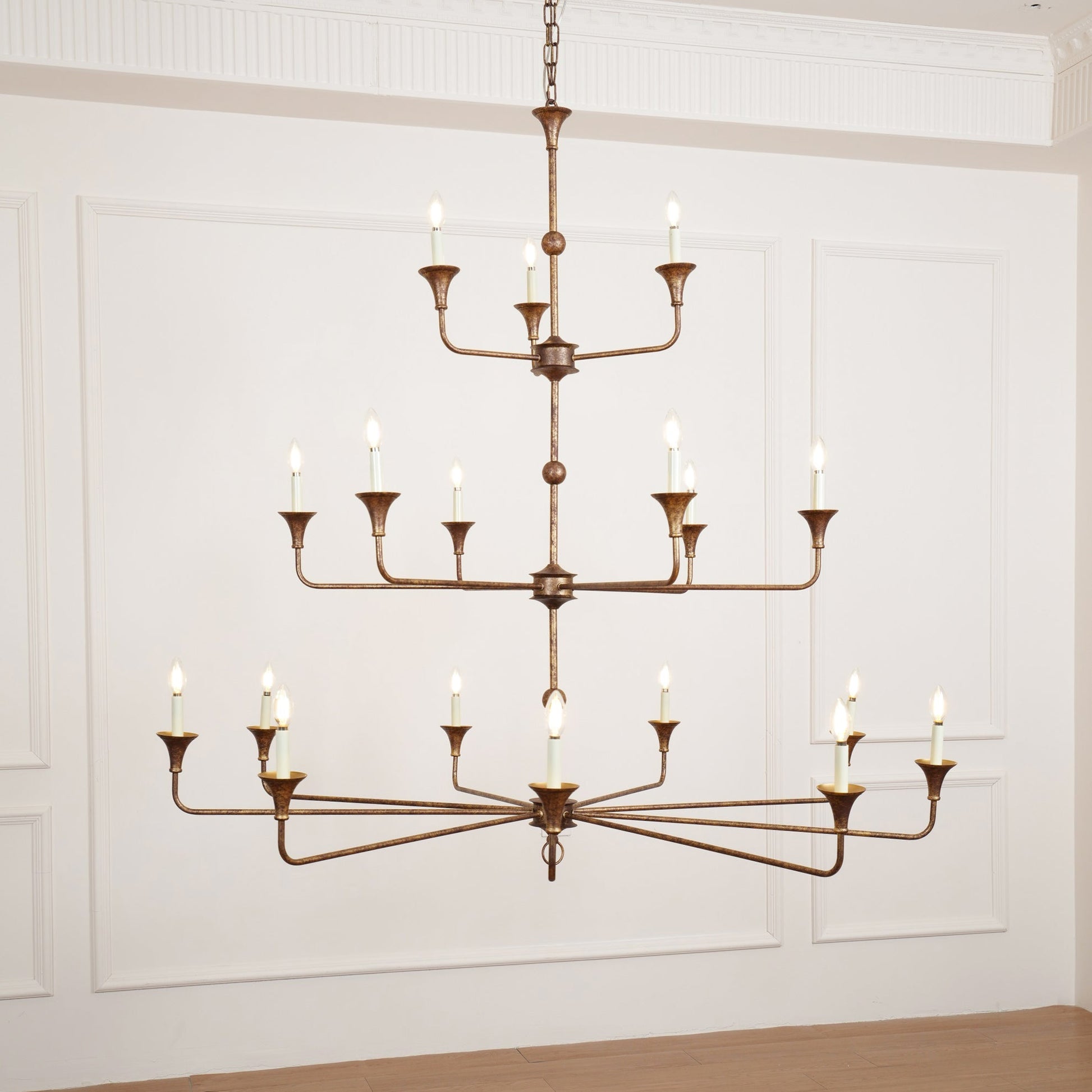 Wisp Grande Vintage Industrial Bronze Metal Chandelier - Lamp Copper