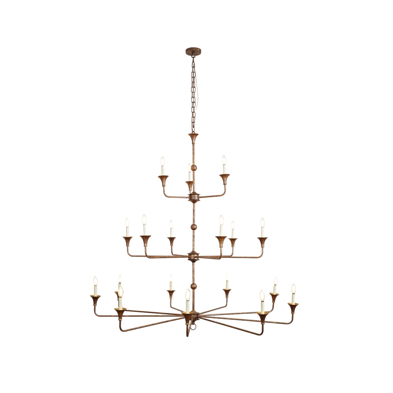 Wisp Grande Vintage Industrial Bronze Metal Chandelier - Lamp Copper