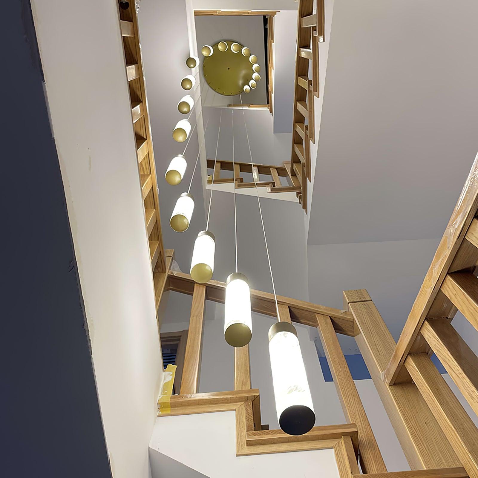 Zeal Modern Minimalist Cascade Alabaster Chandelier - Lamp Copper