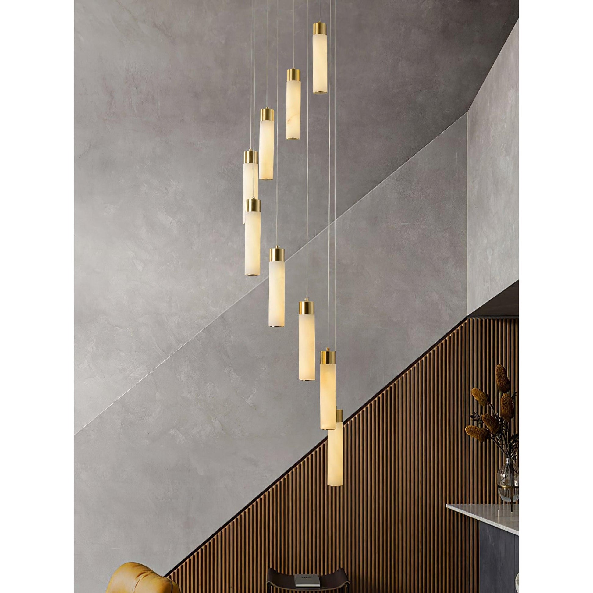 Zeal Modern Minimalist Cascade Alabaster Chandelier - Lamp Copper