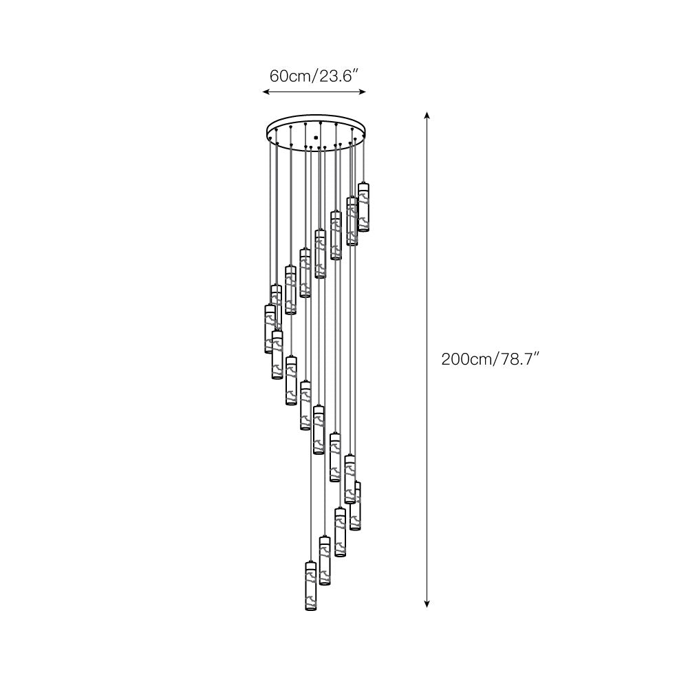 Zeal Modern Minimalist Cascade Alabaster Chandelier - Lamp Copper