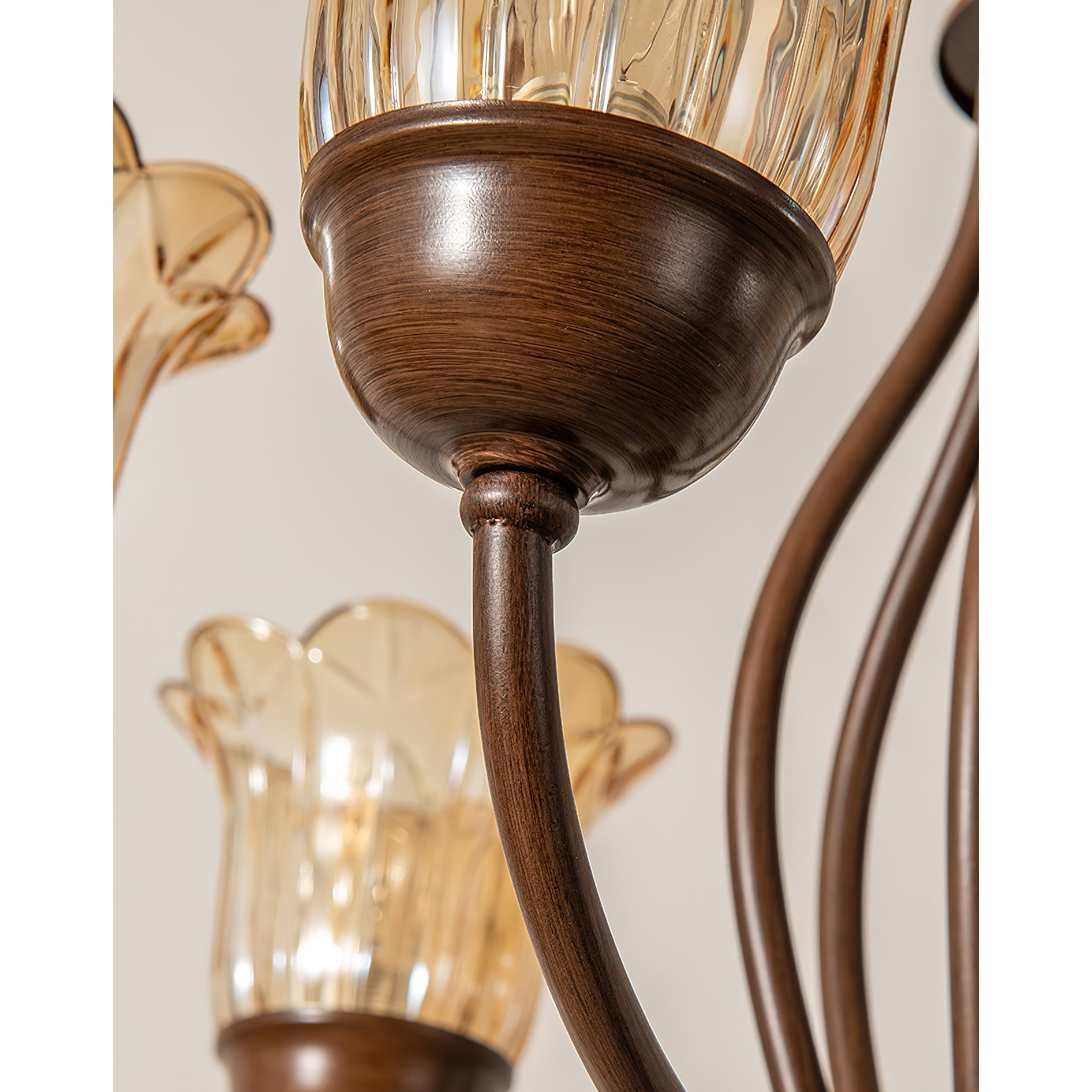 Brume Vintage Industrial Amber Metal Glass Chandelier - Lamp Copper