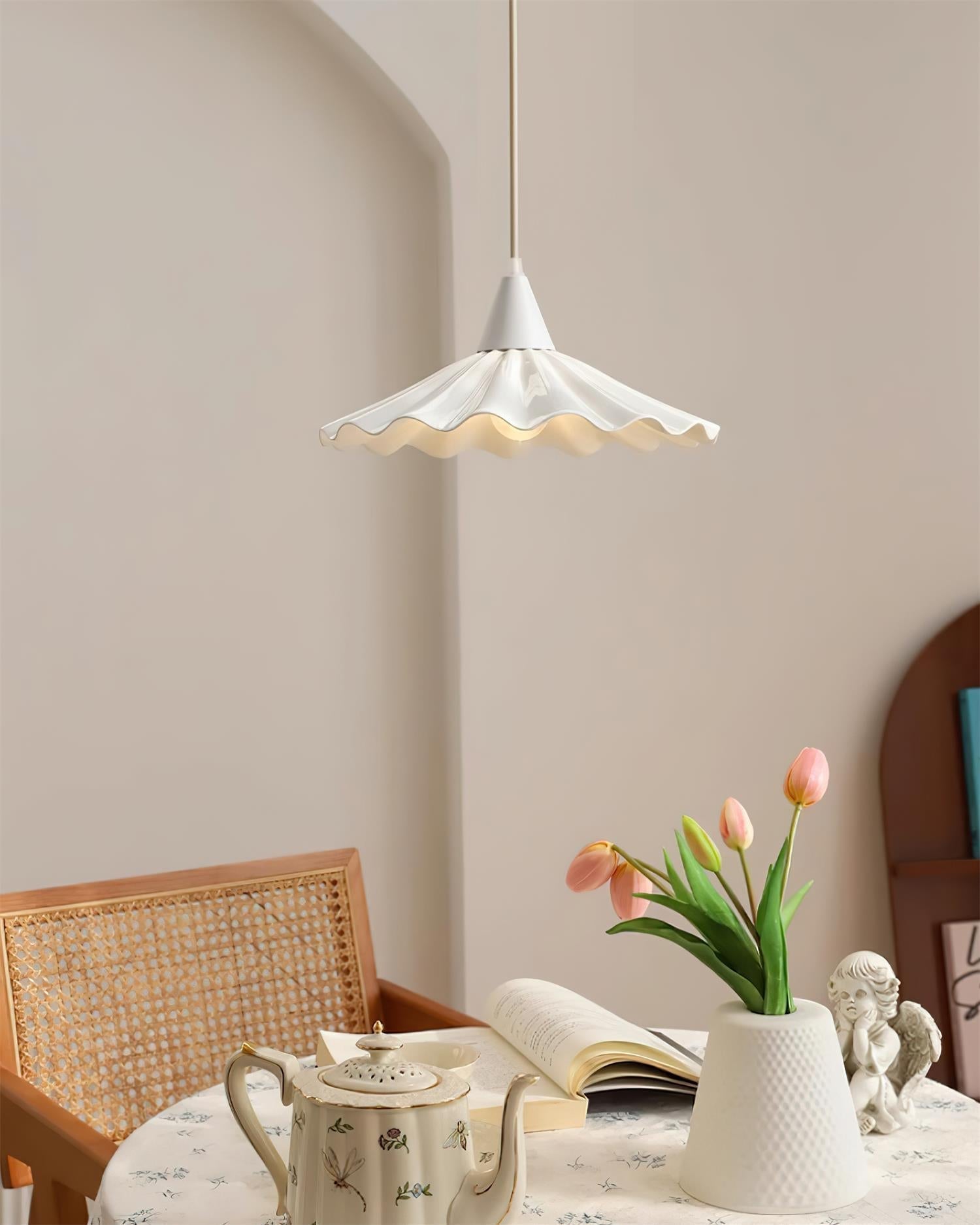 Rivora White Ceramic Pendant Light - Lamp Copper