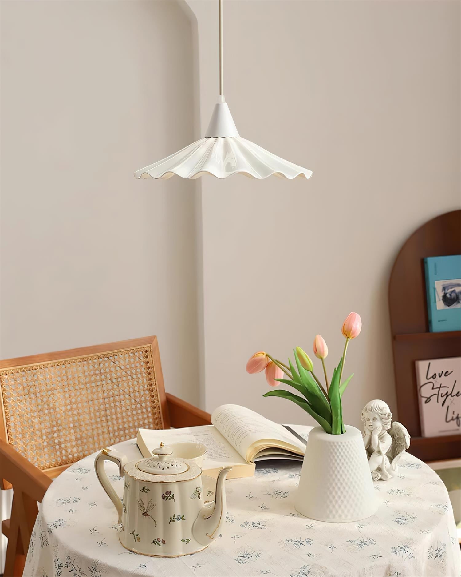 Rivora White Ceramic Pendant Light - Lamp Copper
