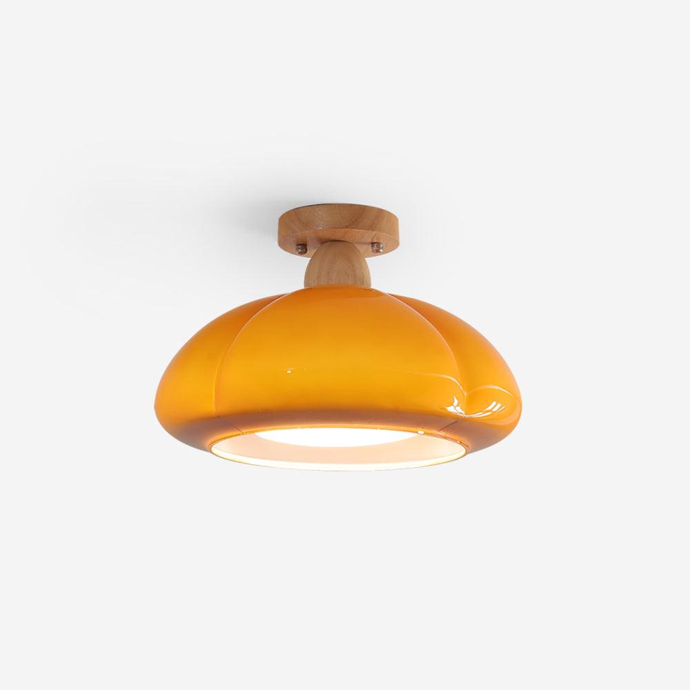 Ambrina Amber Glass Semi Flush Mount Ceiling Light - Lamp Copper
