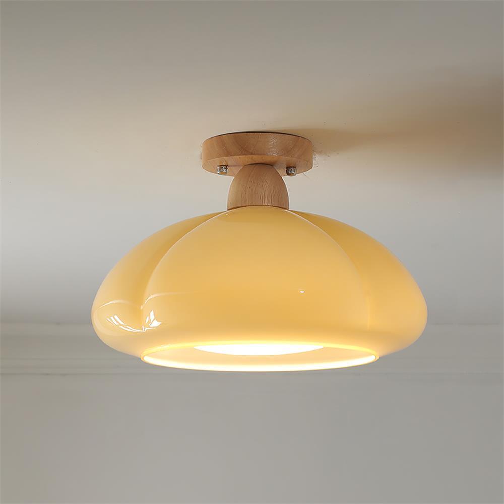 Ambrina Amber Glass Semi Flush Mount Ceiling Light - Lamp Copper