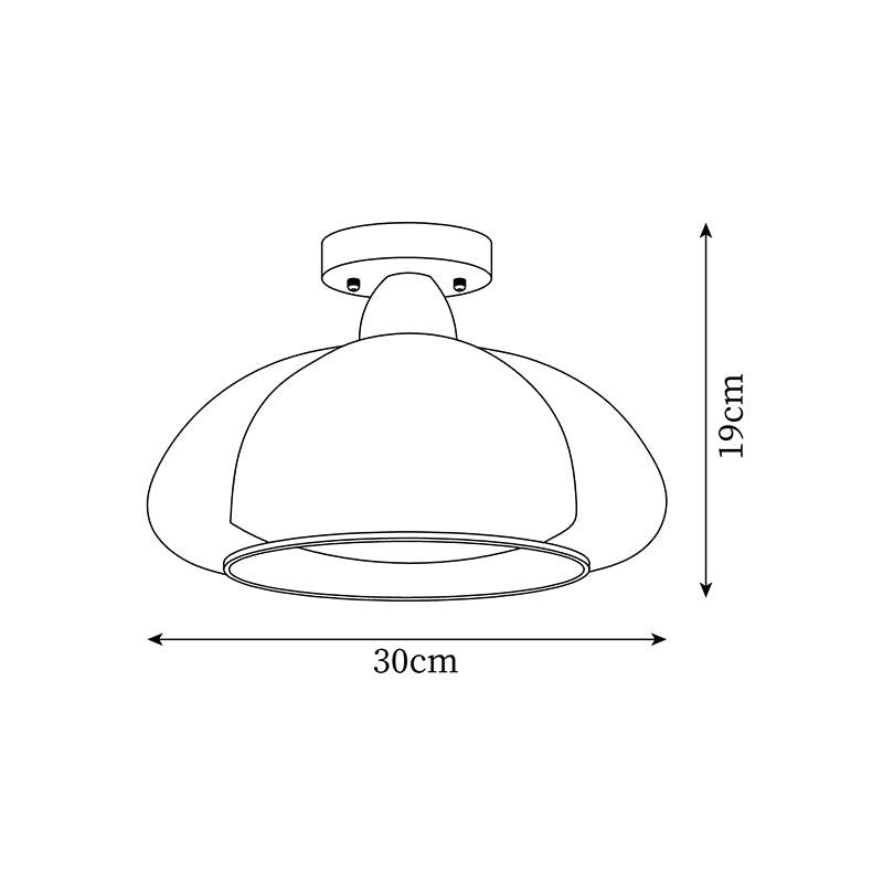Ambrina Amber Glass Semi Flush Mount Ceiling Light - Lamp Copper