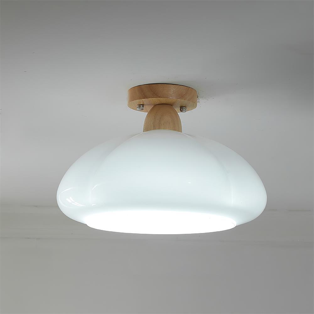 Ambrina Amber Glass Semi Flush Mount Ceiling Light - Lamp Copper