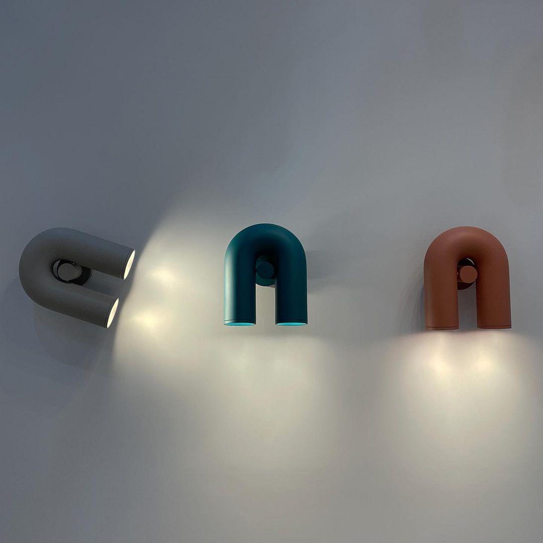 Arisha Wall Lamp U-shaped Design LED Metal, Black/Blue/Gray/Red, Bedroom - Lamp Copper