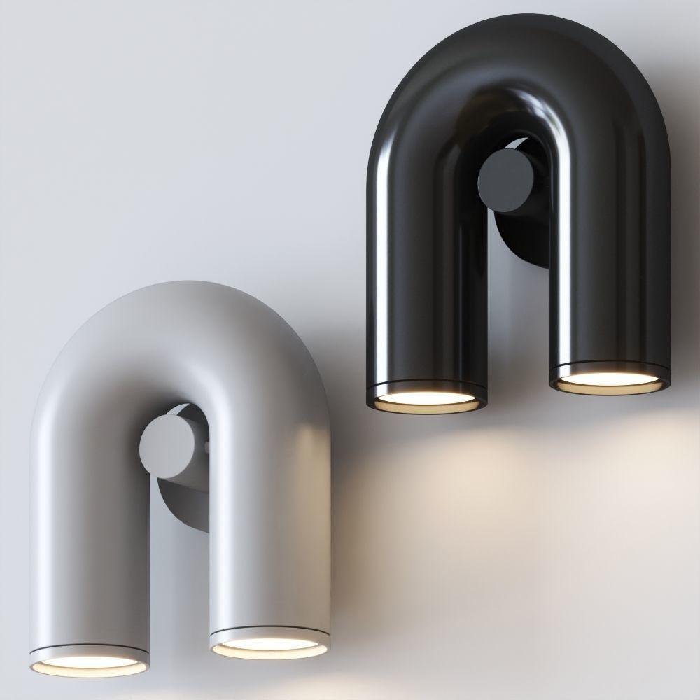 Arisha Wall Lamp U-shaped Design LED Metal, Black/Blue/Gray/Red, Bedroom - Lamp Copper