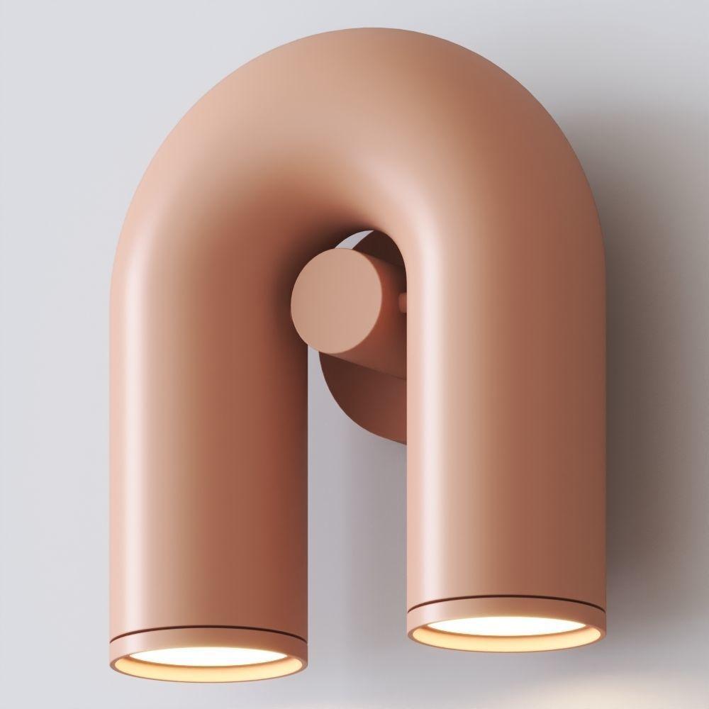 Arisha Wall Lamp U-shaped Design LED Metal, Black/Blue/Gray/Red, Bedroom - Lamp Copper