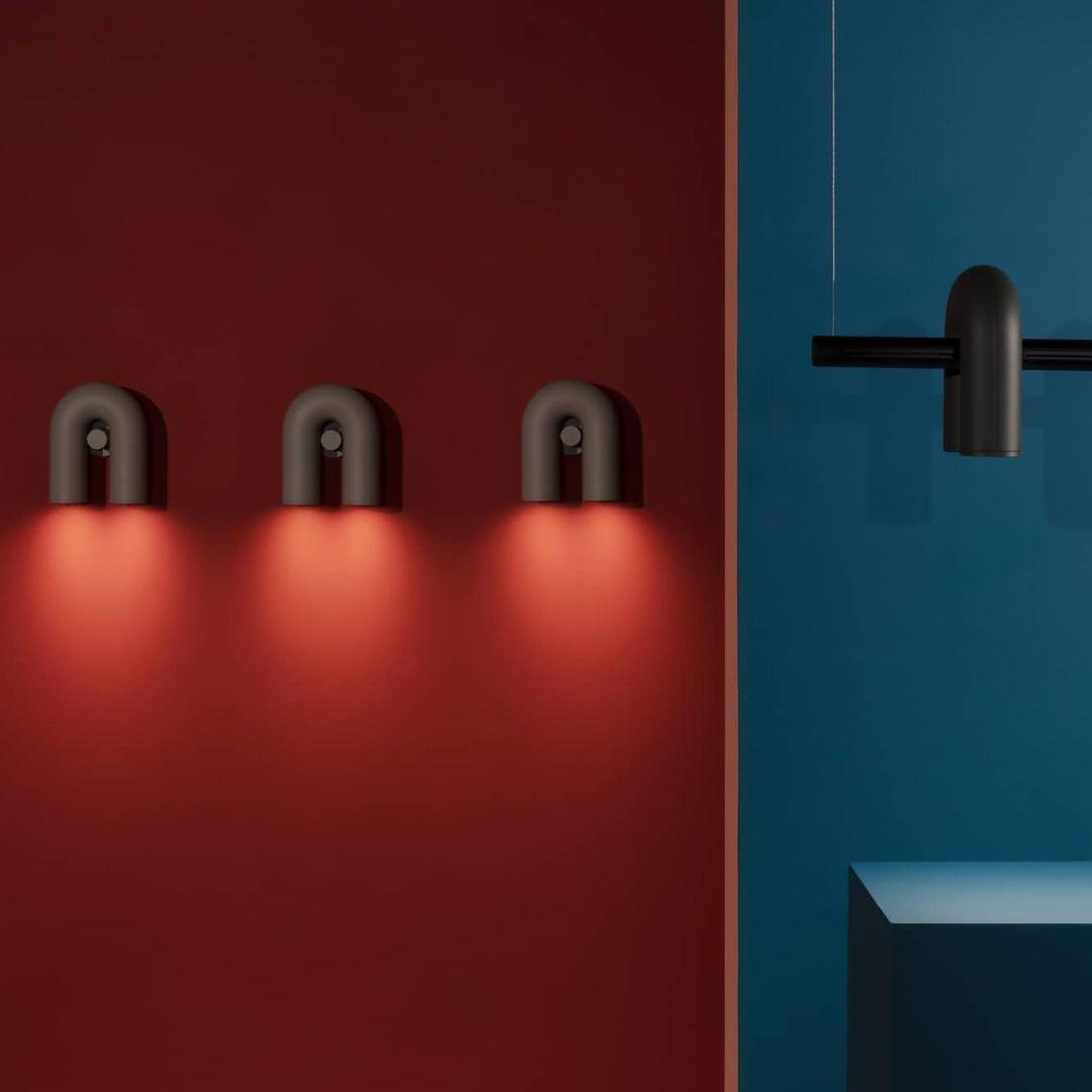 Arisha Wall Lamp U-shaped Design LED Metal, Black/Blue/Gray/Red, Bedroom - Lamp Copper