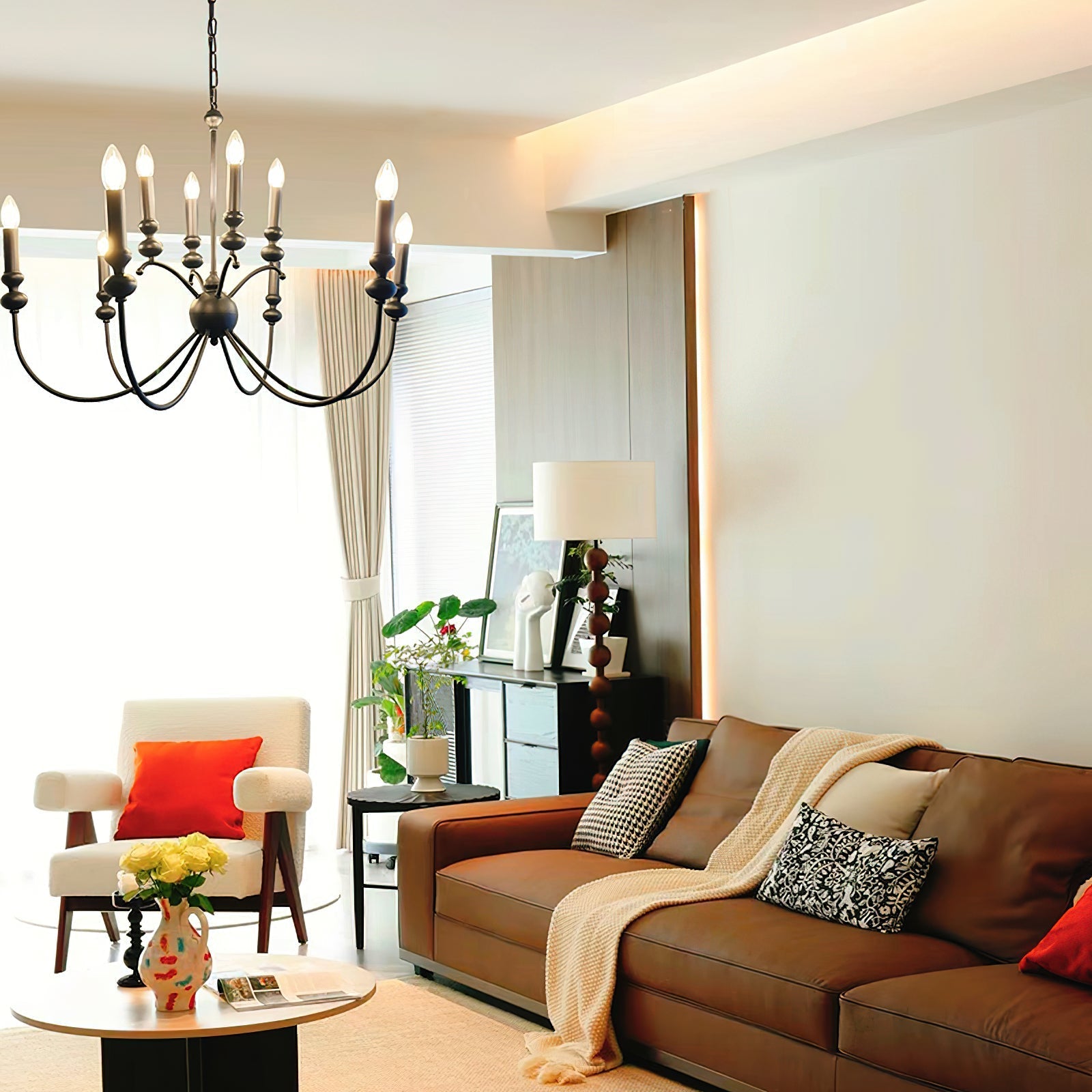 Crest Premium Vintage Industrial Black Metal Chandelier - Lamp Copper