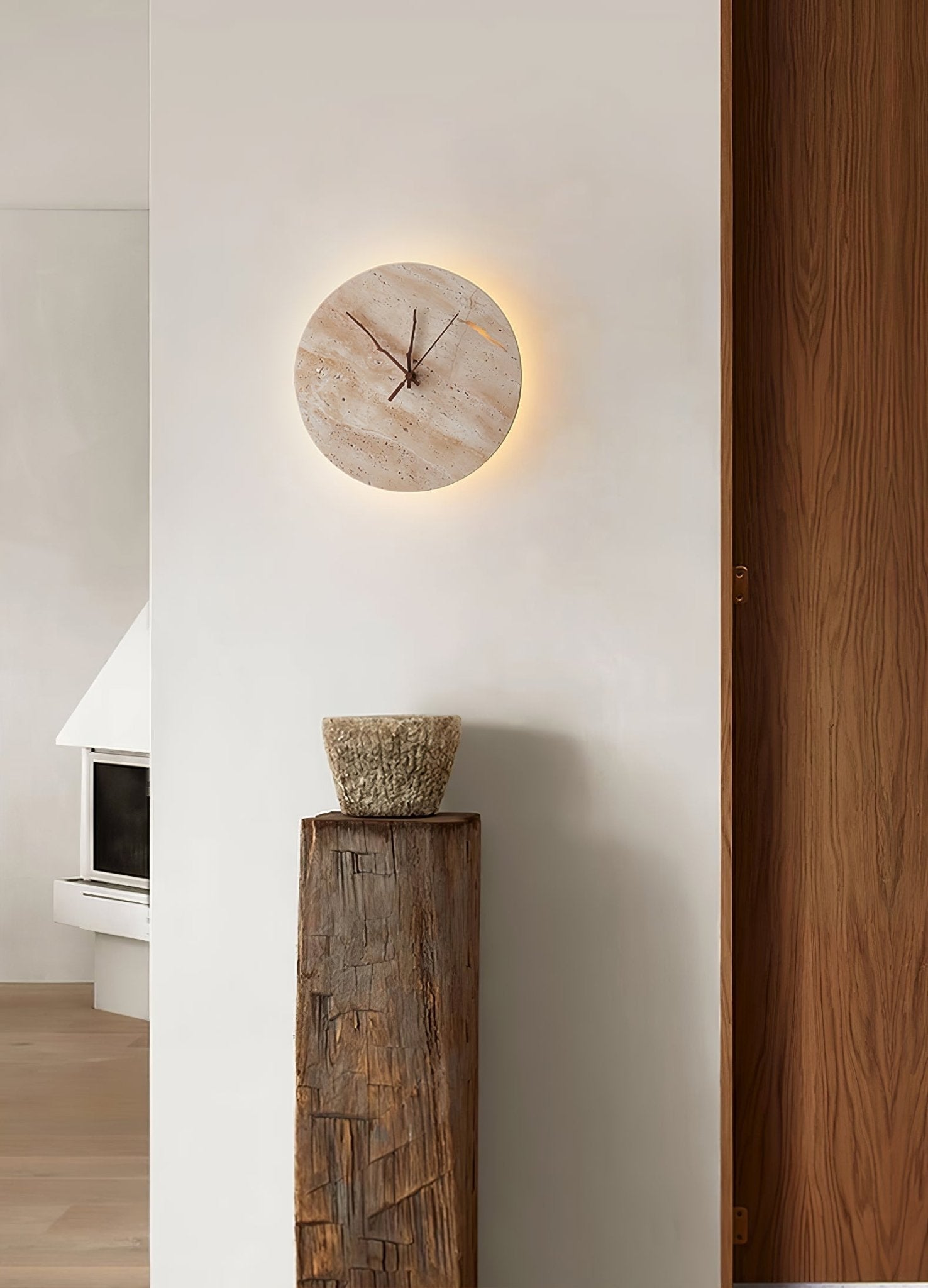 Volira Minimalist Travertine Wall Light - Lamp Copper