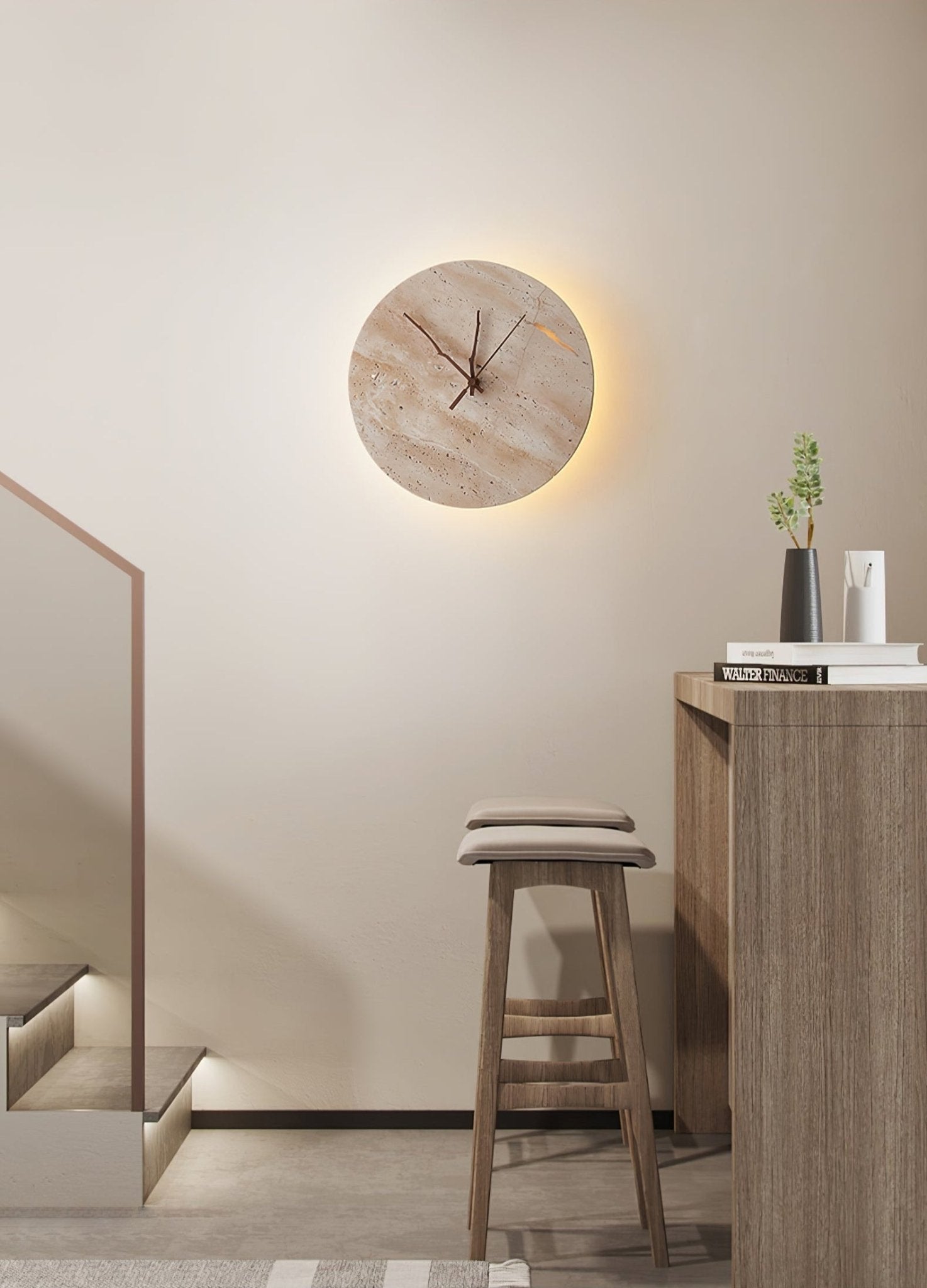 Volira Minimalist Travertine Wall Light - Lamp Copper