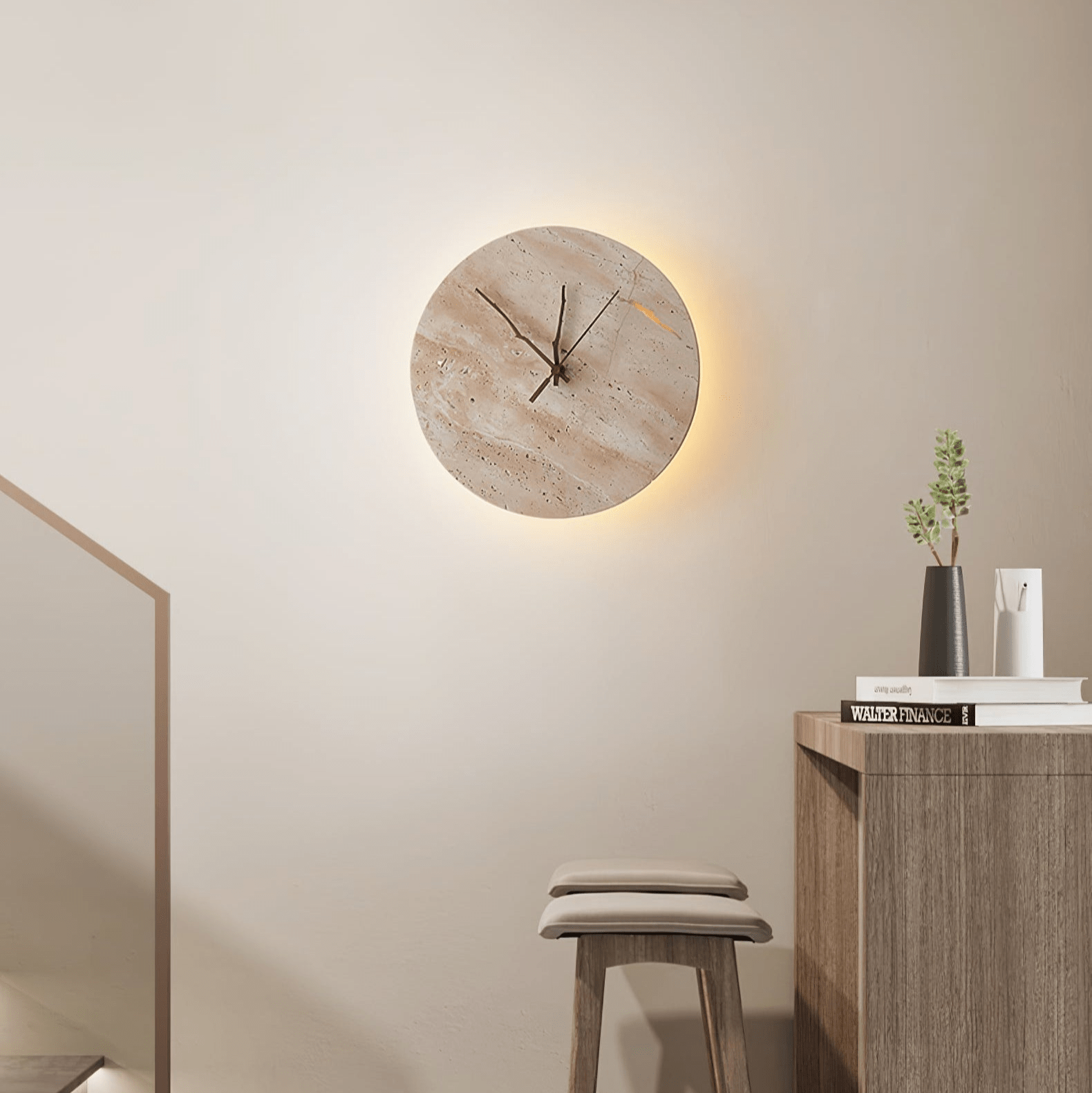 Volira Minimalist Travertine Wall Light - Lamp Copper