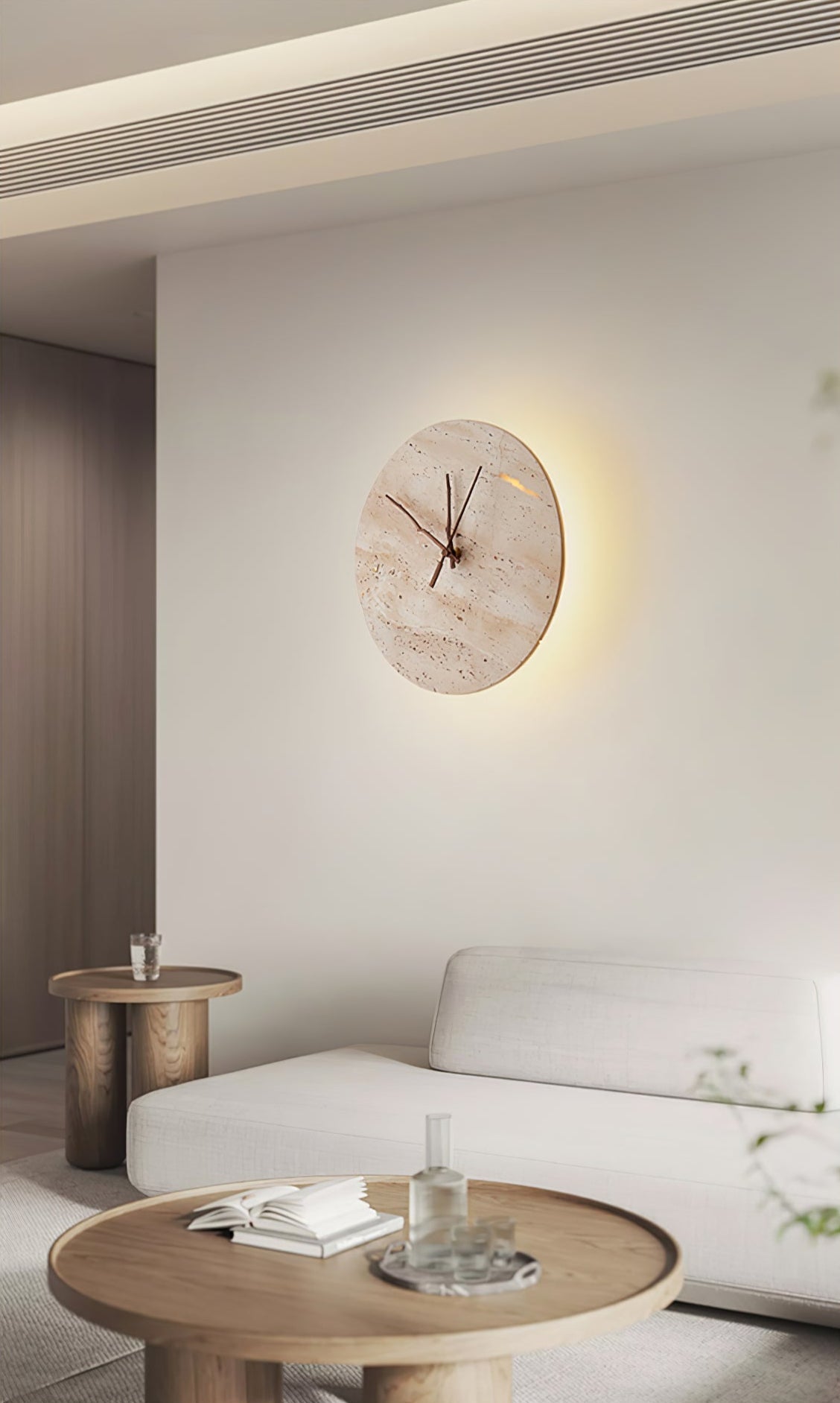 Volira Minimalist Travertine Wall Light - Lamp Copper