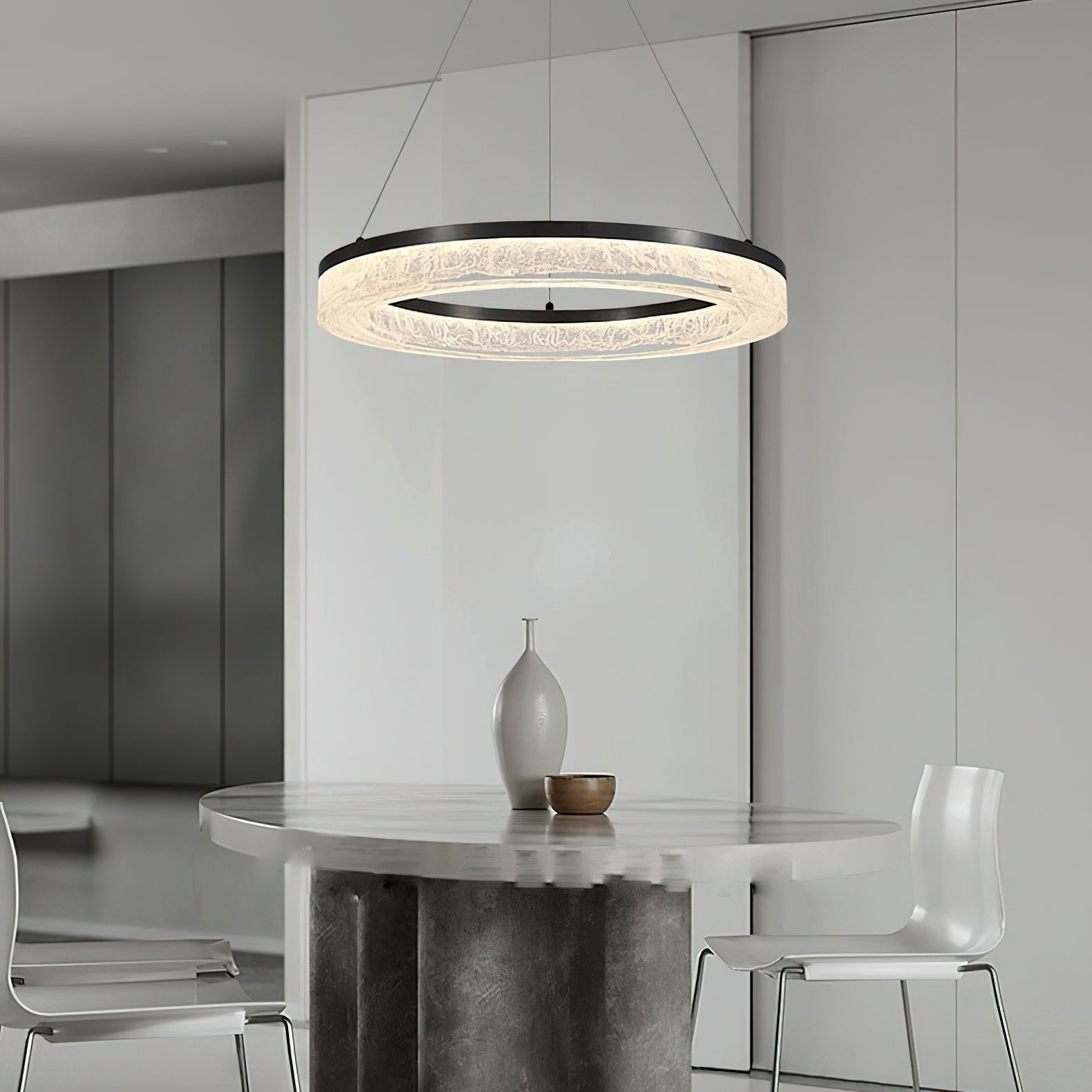 Idyll Modern Minimalist Round LED Metal Resin Chandelier - Lamp Copper