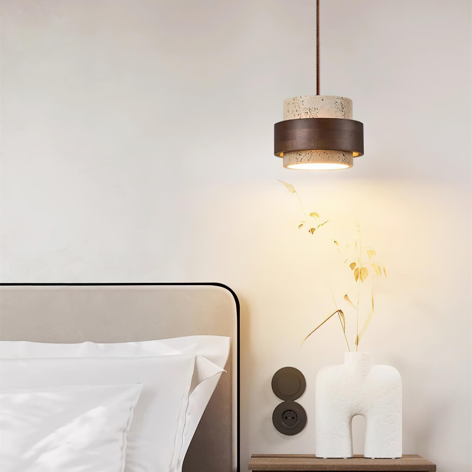 Ritta Pendant Light Travertine - Lamp Copper
