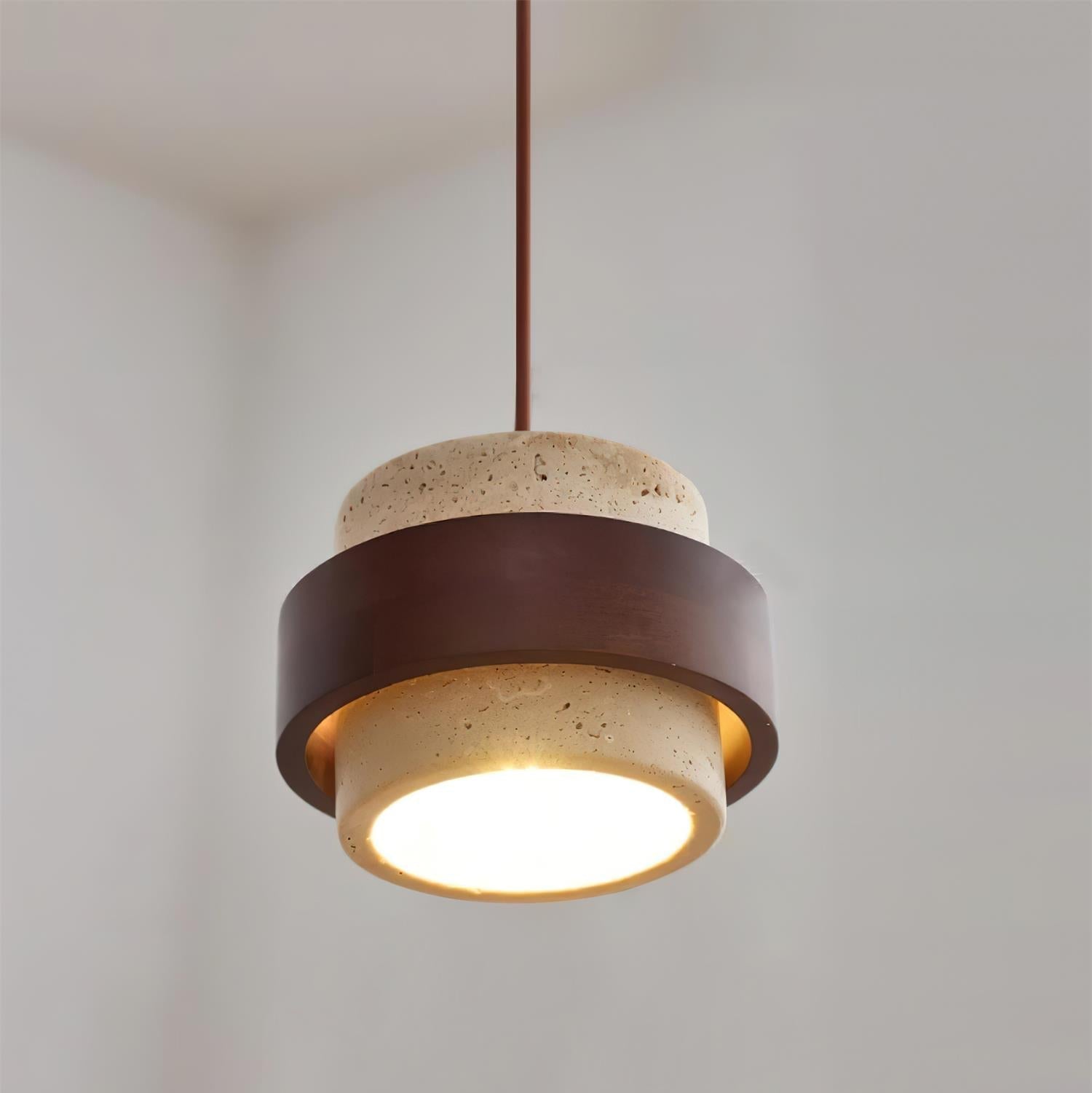 Ritta Pendant Light Travertine - Lamp Copper