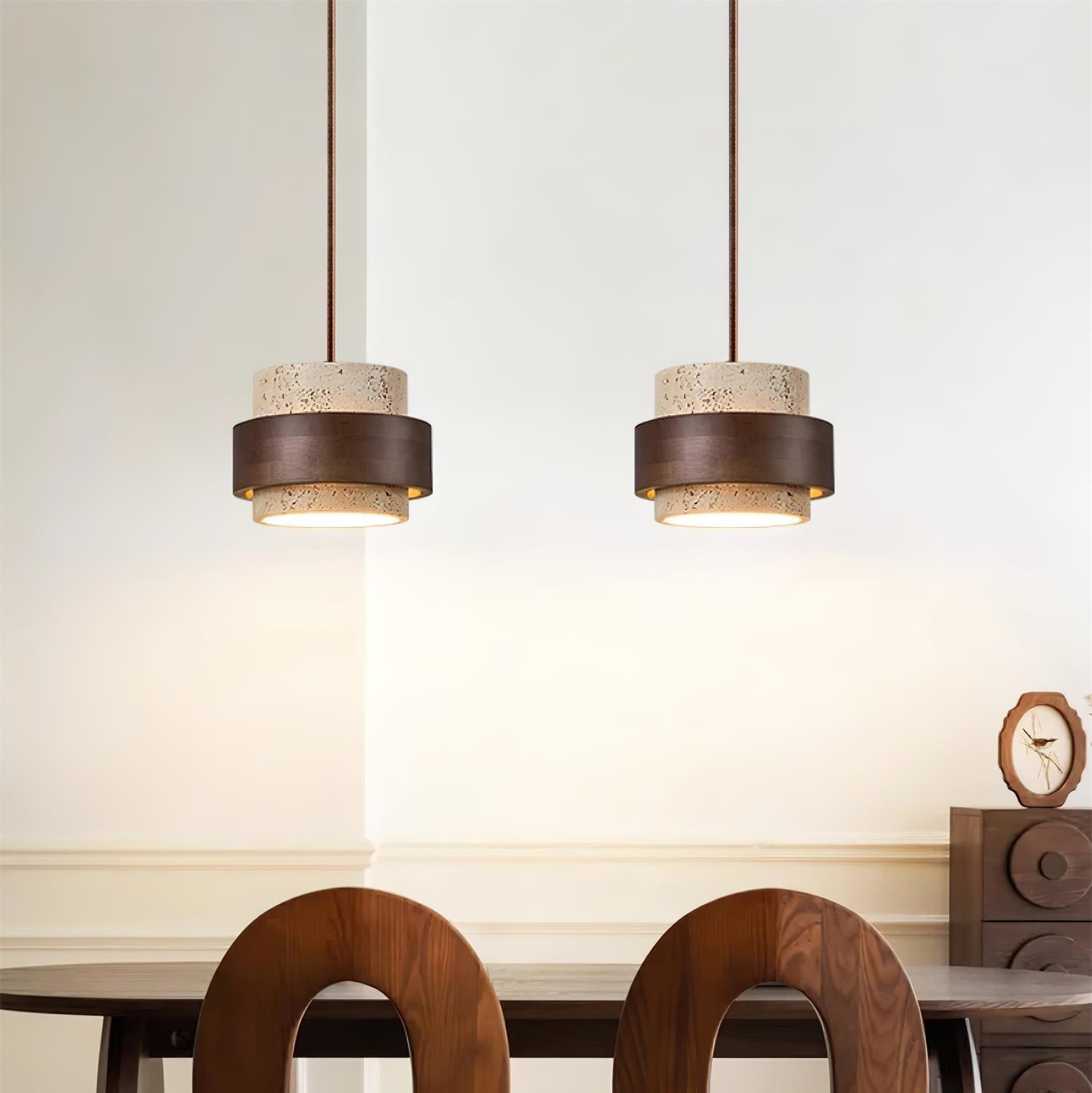 Ritta Pendant Light Travertine - Lamp Copper