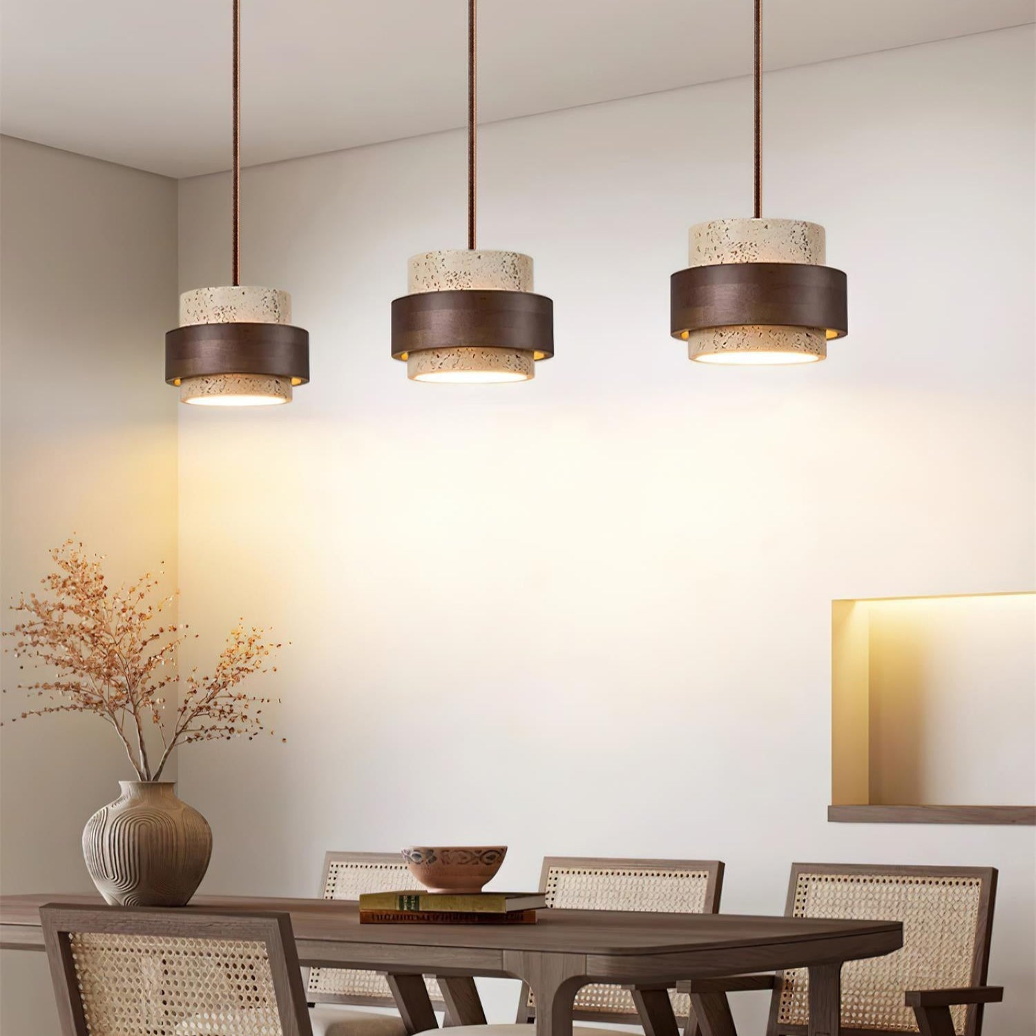 Ritta Pendant Light Travertine - Lamp Copper
