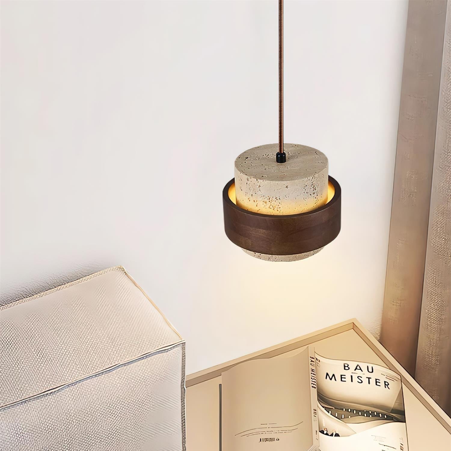 Ritta Pendant Light Travertine - Lamp Copper