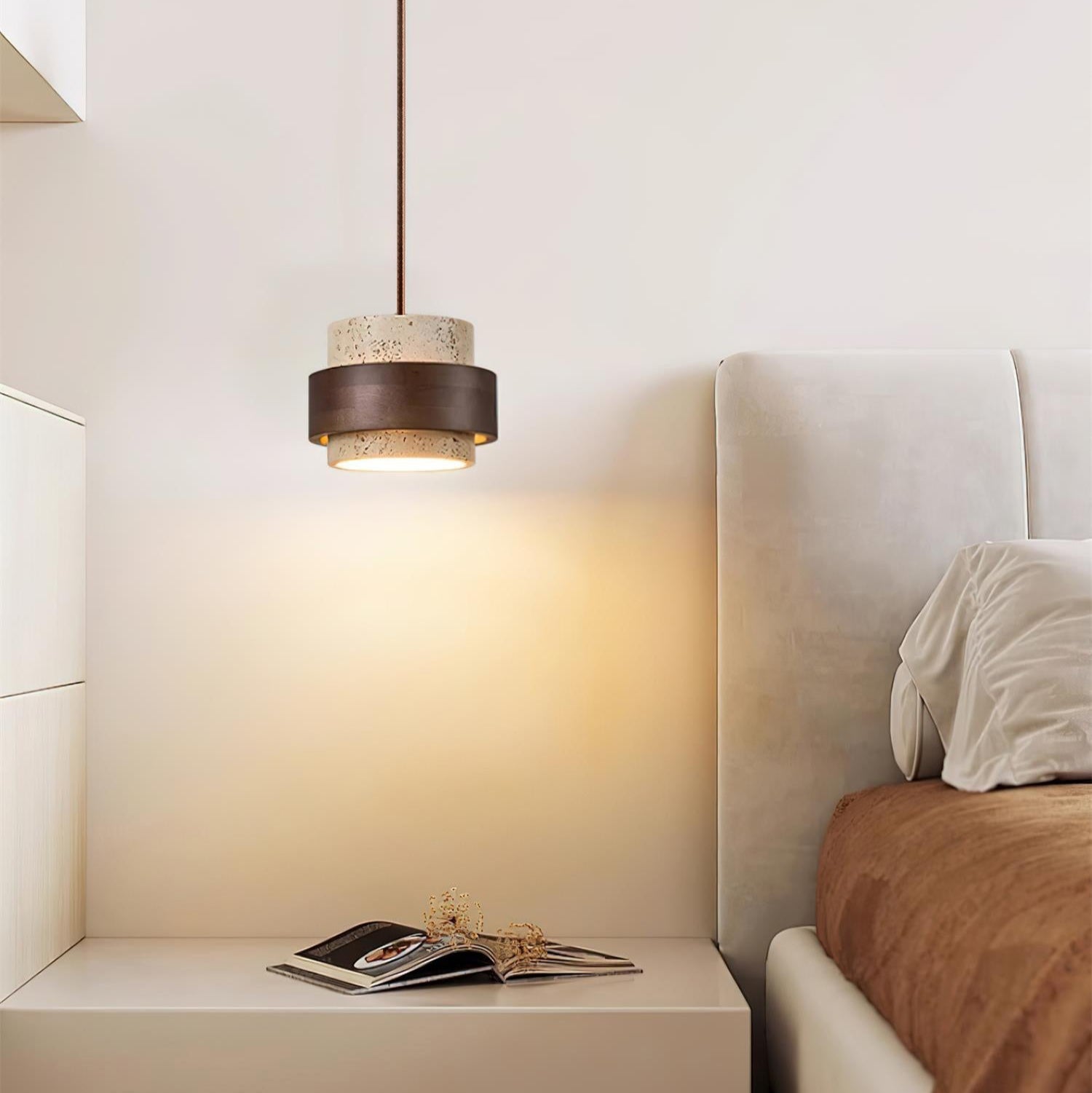 Ritta Pendant Light Travertine - Lamp Copper