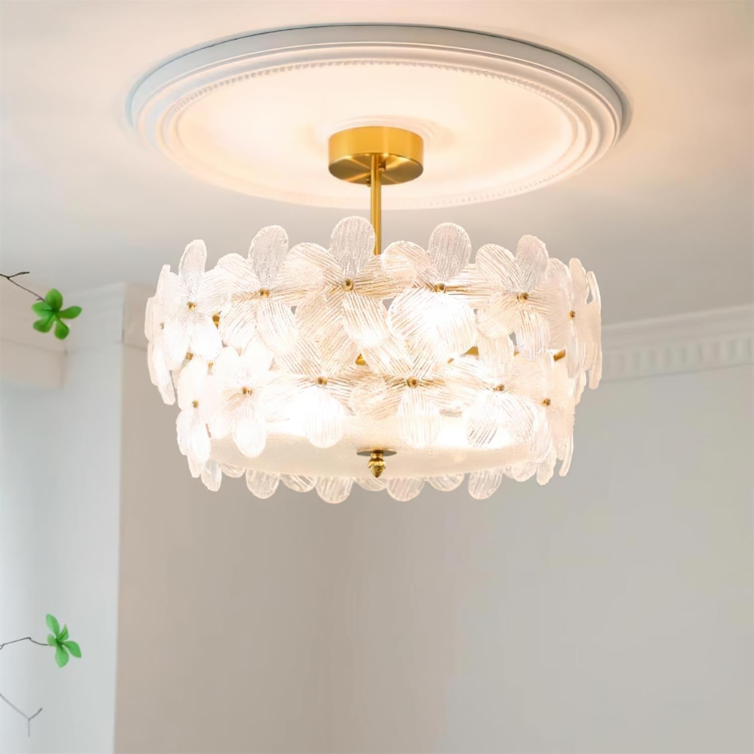 Fionel Glass Semi-Flush Mount Light - Lamp Copper
