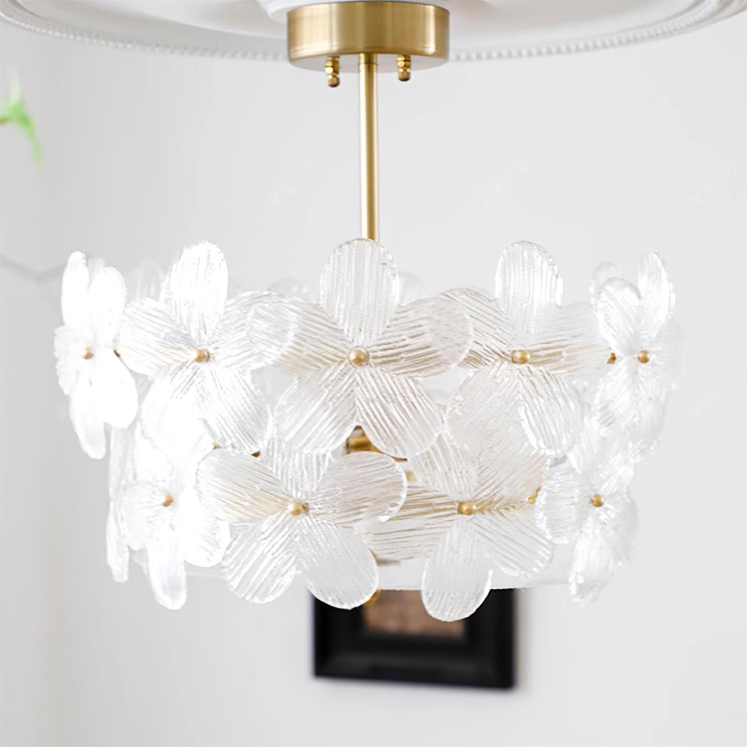 Fionel Glass Semi-Flush Mount Light - Lamp Copper