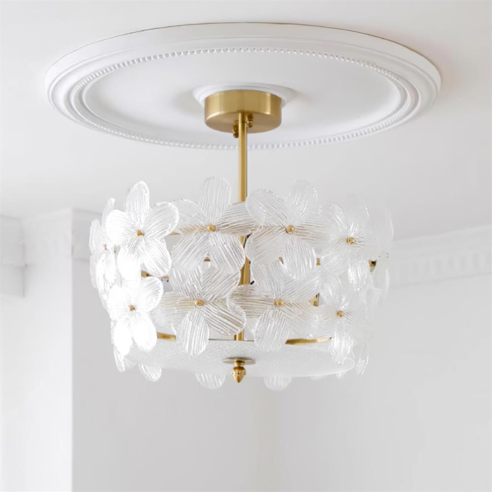Fionel Glass Semi-Flush Mount Light - Lamp Copper