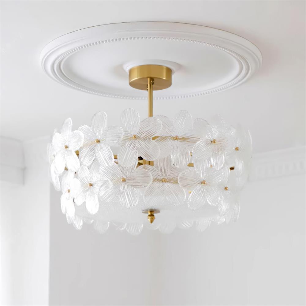 Fionel Glass Semi-Flush Mount Light - Lamp Copper