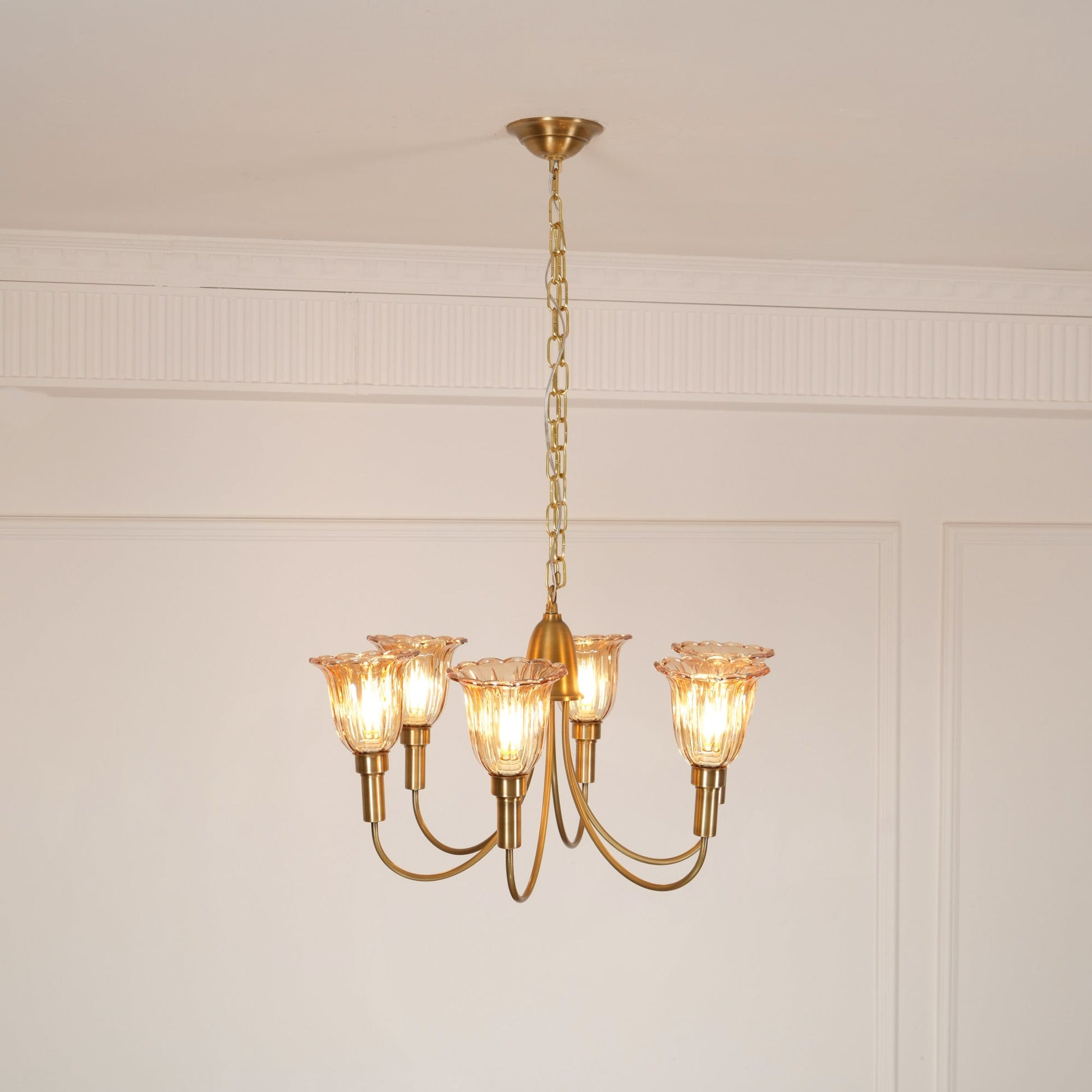 Tempo Vintage Art Deco Metal Brass Chandelier - Lamp Copper