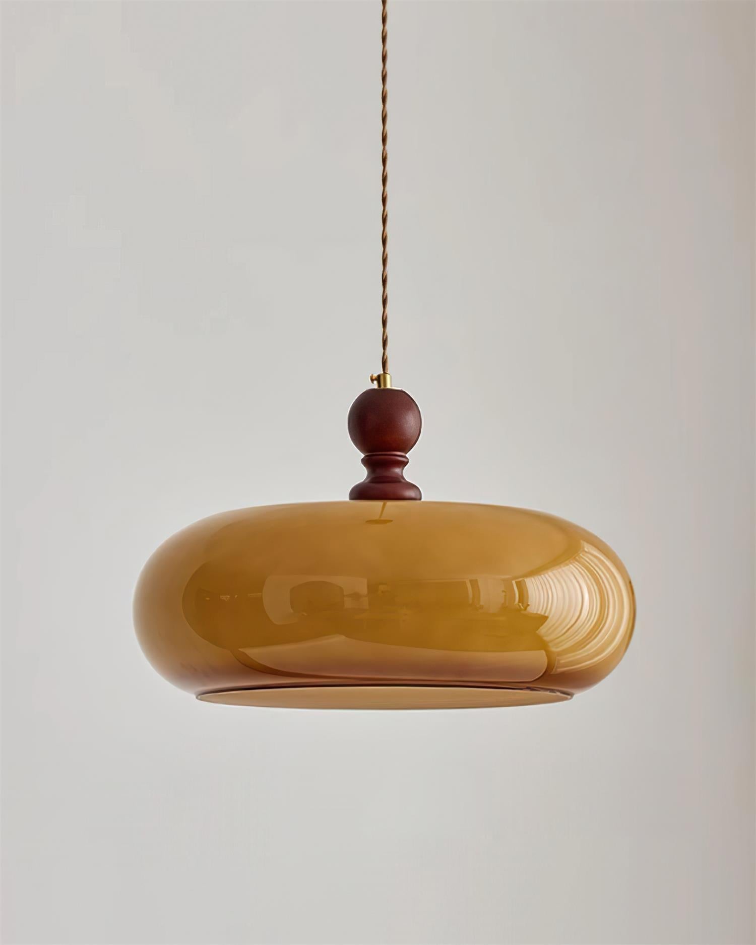 Eldom Amber Glass Shade Pendant Light - Lamp Copper