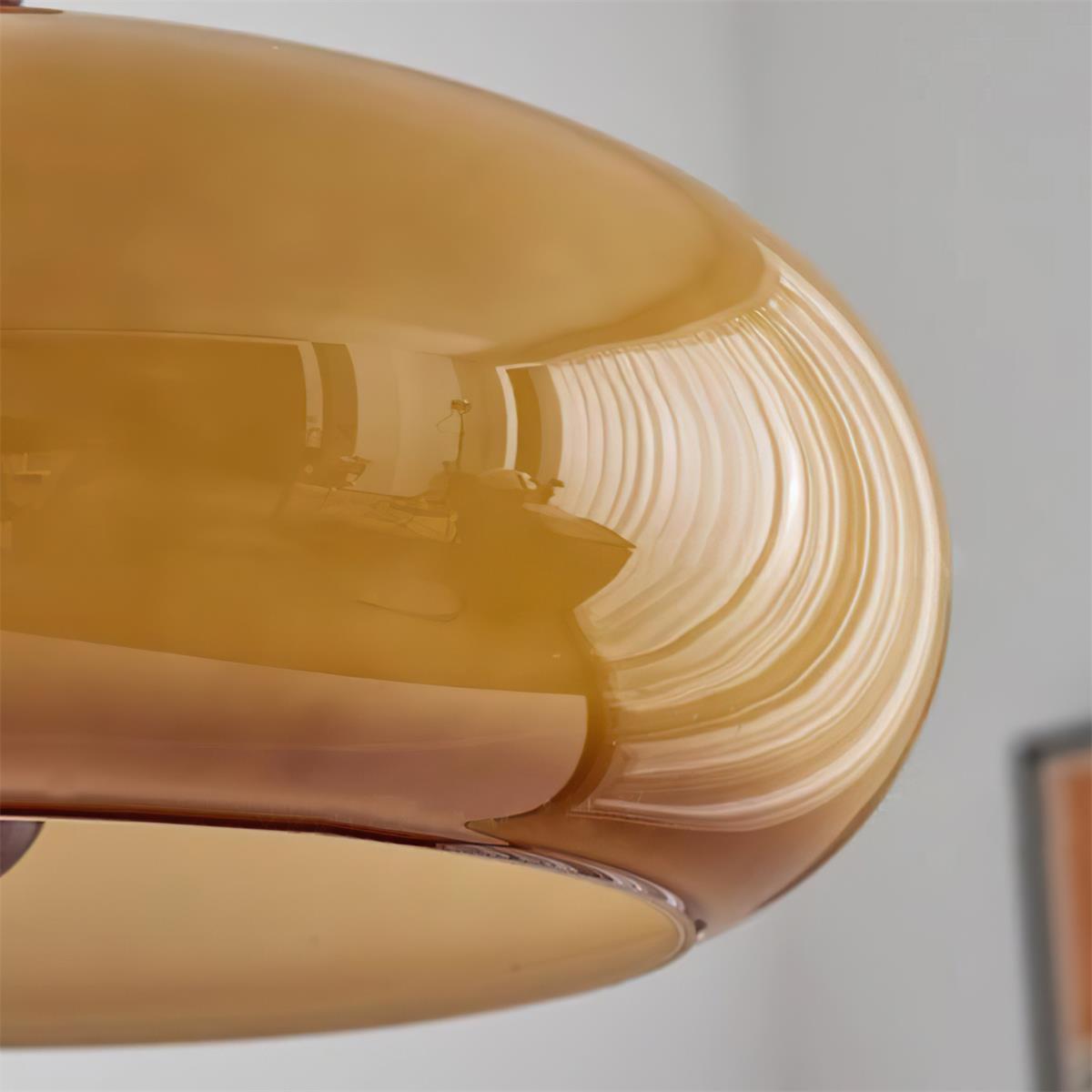 Eldom Amber Glass Shade Pendant Light - Lamp Copper